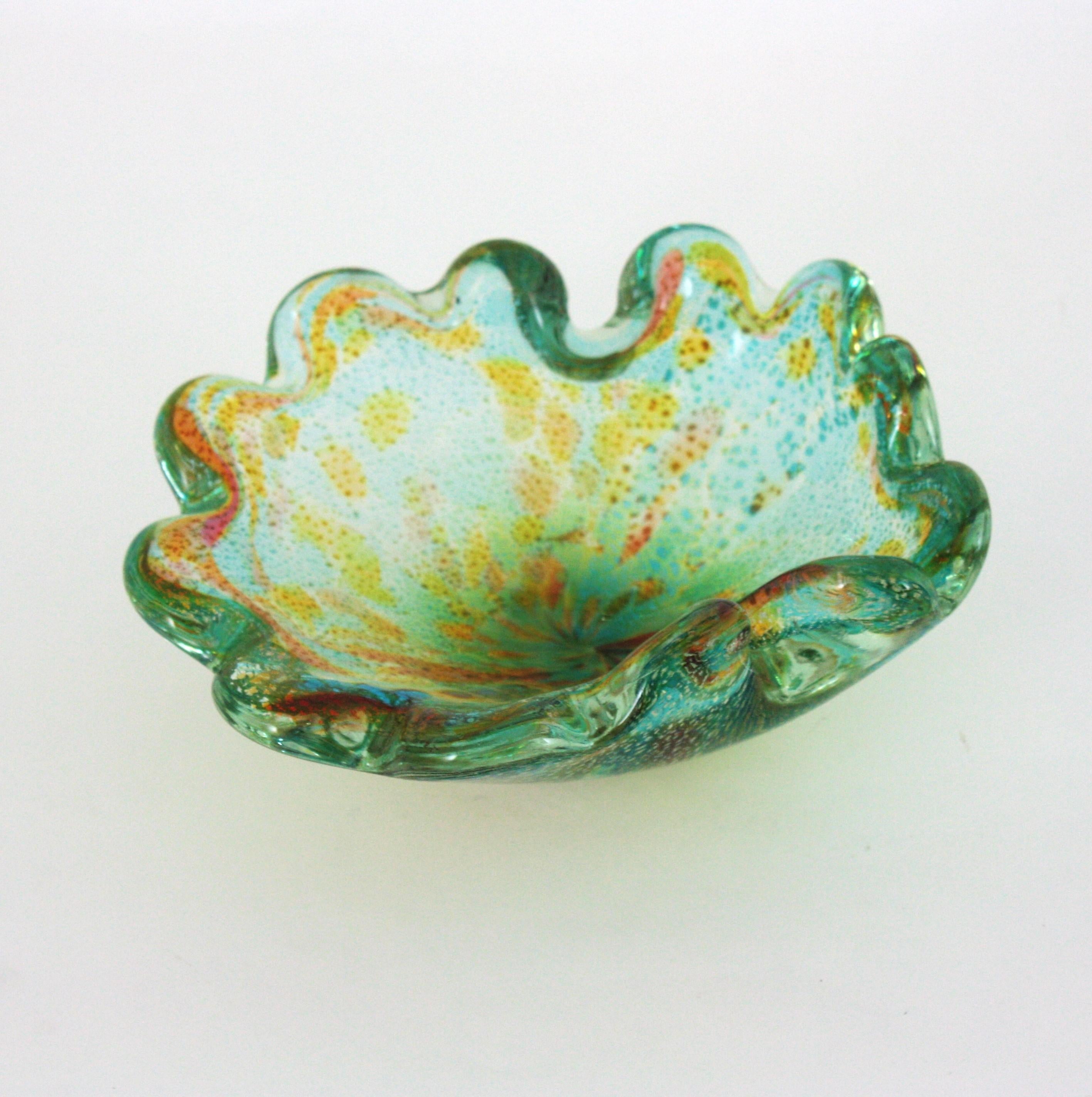 Schale aus Murano-Muschelglas mit mehrfarbigen Silberflecken, Dino Martens, Italien 1950er Jahre im Angebot 5