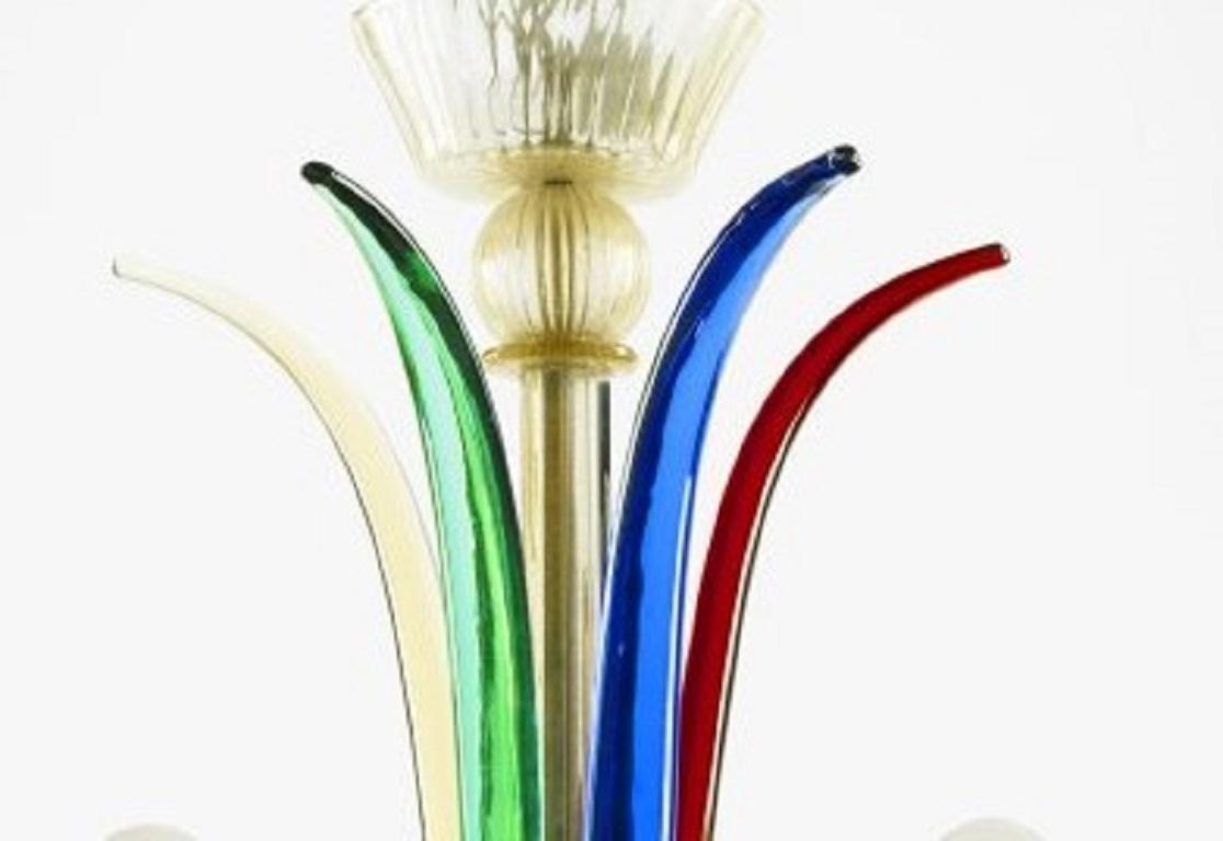 italien Lustre multicolore en verre de Murano de Gio Ponti pour Venini en vente