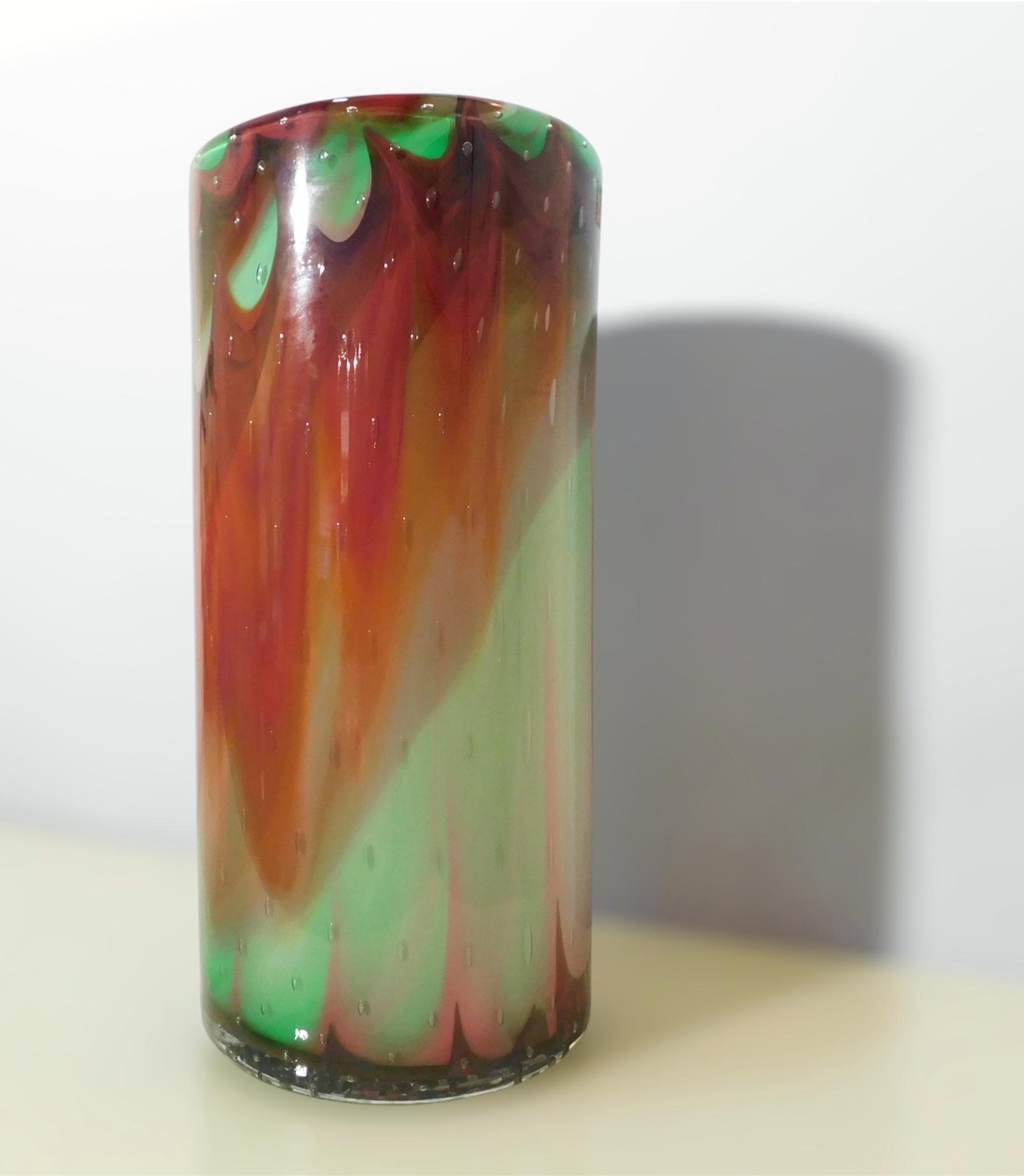 Mehrfarbige Murano-Zylindervase von Giuliano Busato (Moderne) im Angebot