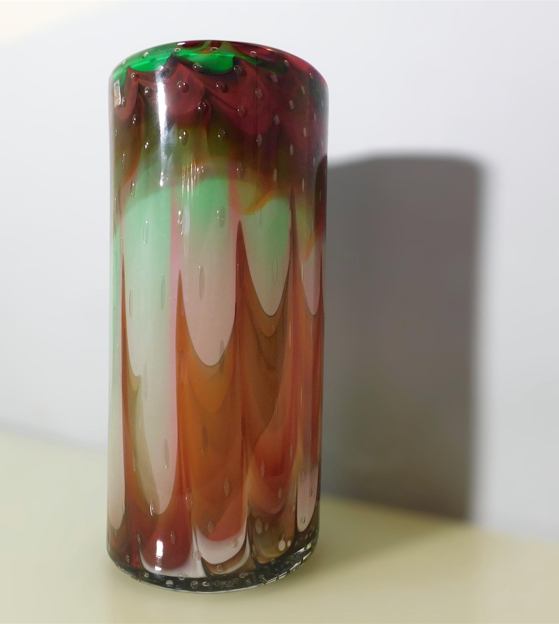 Mehrfarbige Murano-Zylindervase von Giuliano Busato im Zustand „Gut“ im Angebot in Los Angeles, CA