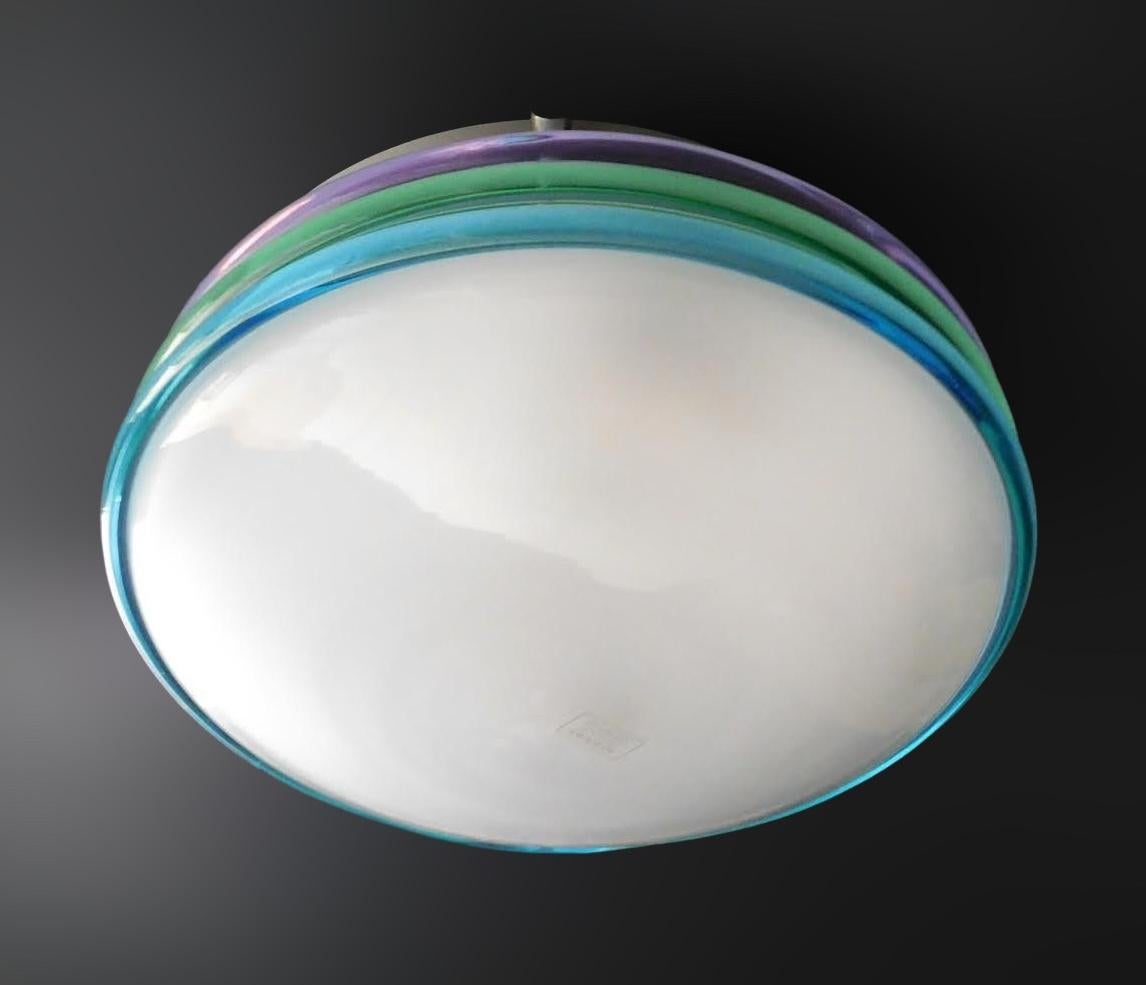 Italian Murano Multicolor Flush Mount For Sale