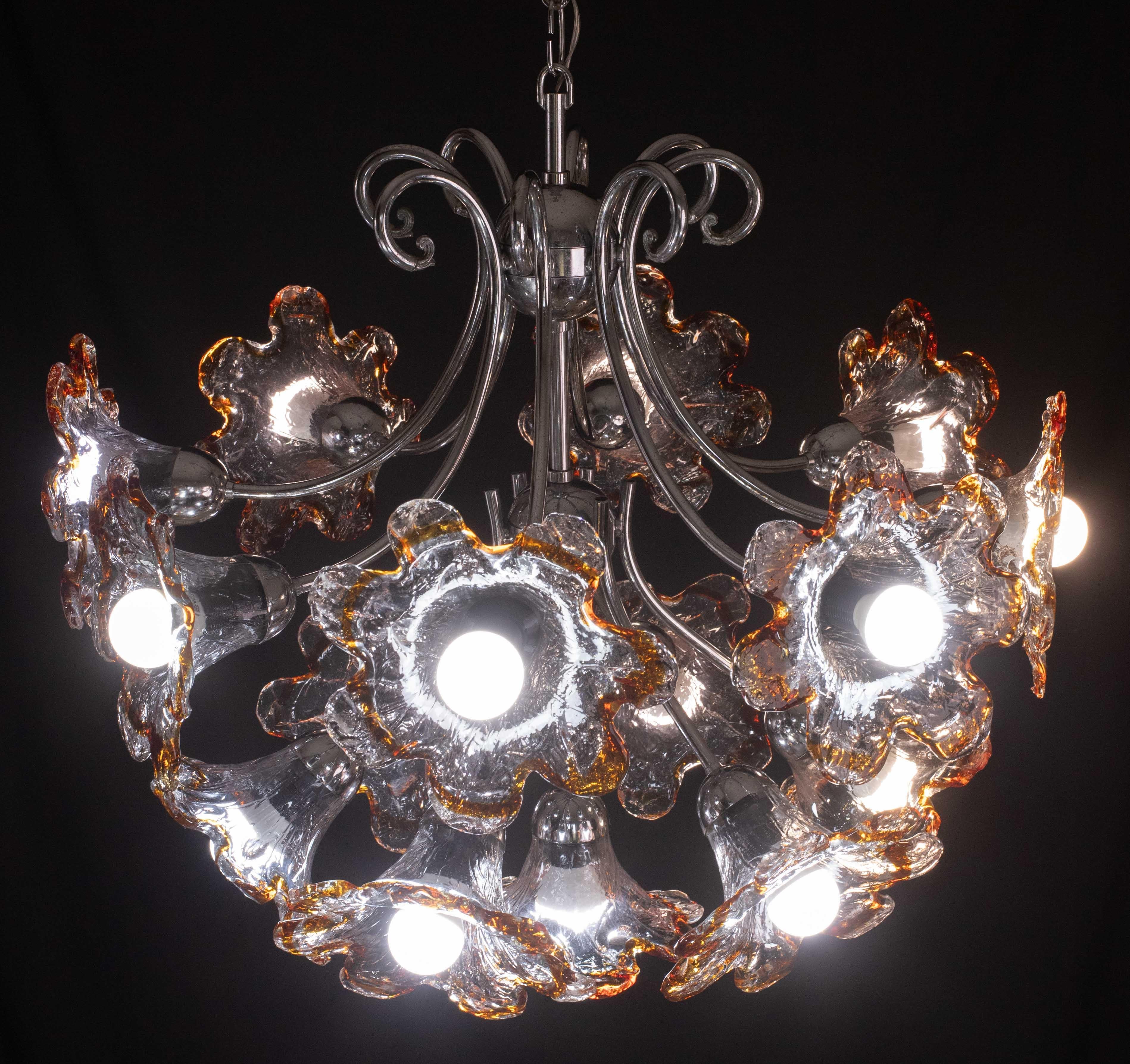 Murano Multicolor Sputnik Flowers Chandelier by Mazzega, 1970s For Sale 6
