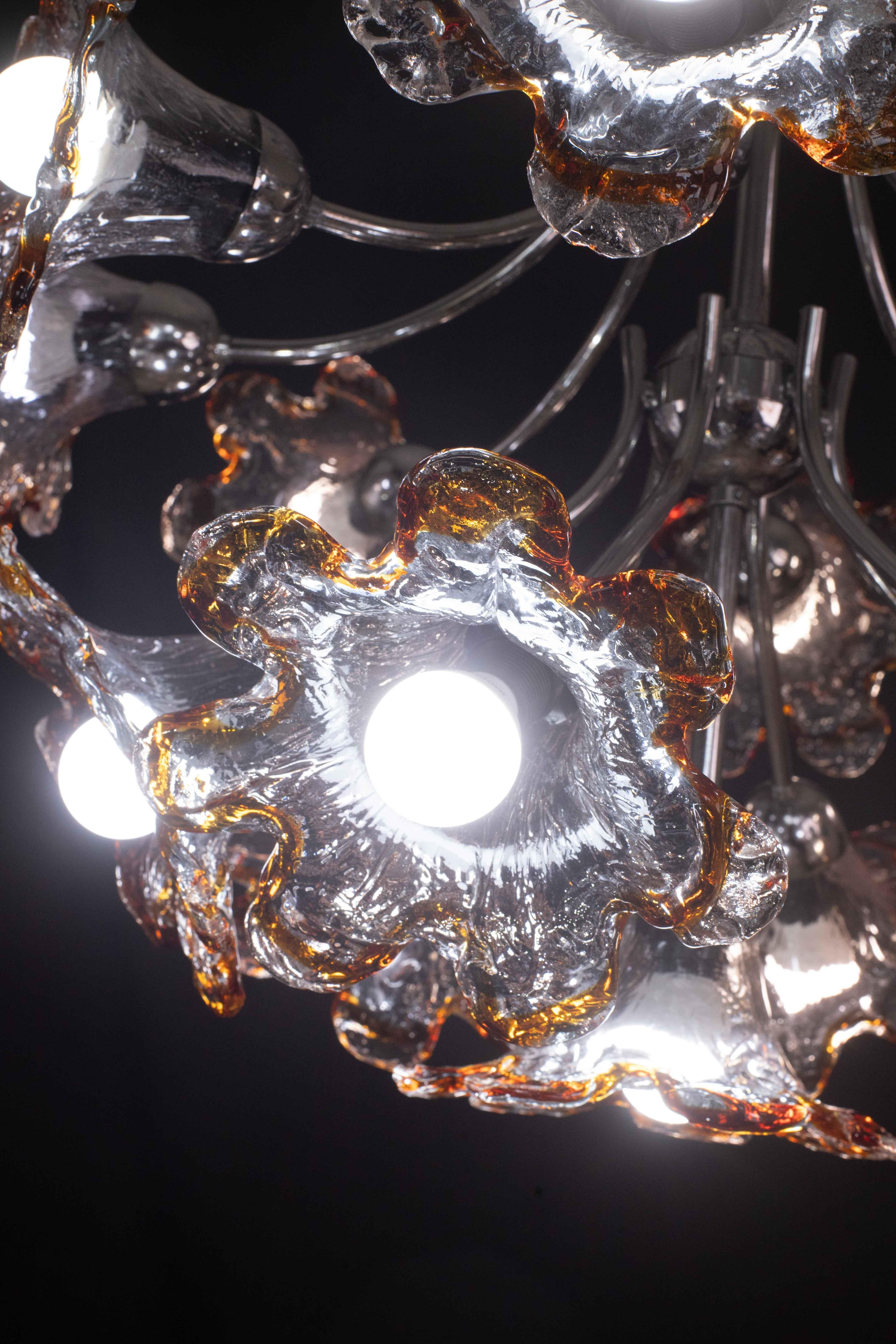 Murano Multicolor Sputnik Flowers Chandelier by Mazzega, 1970s For Sale 7