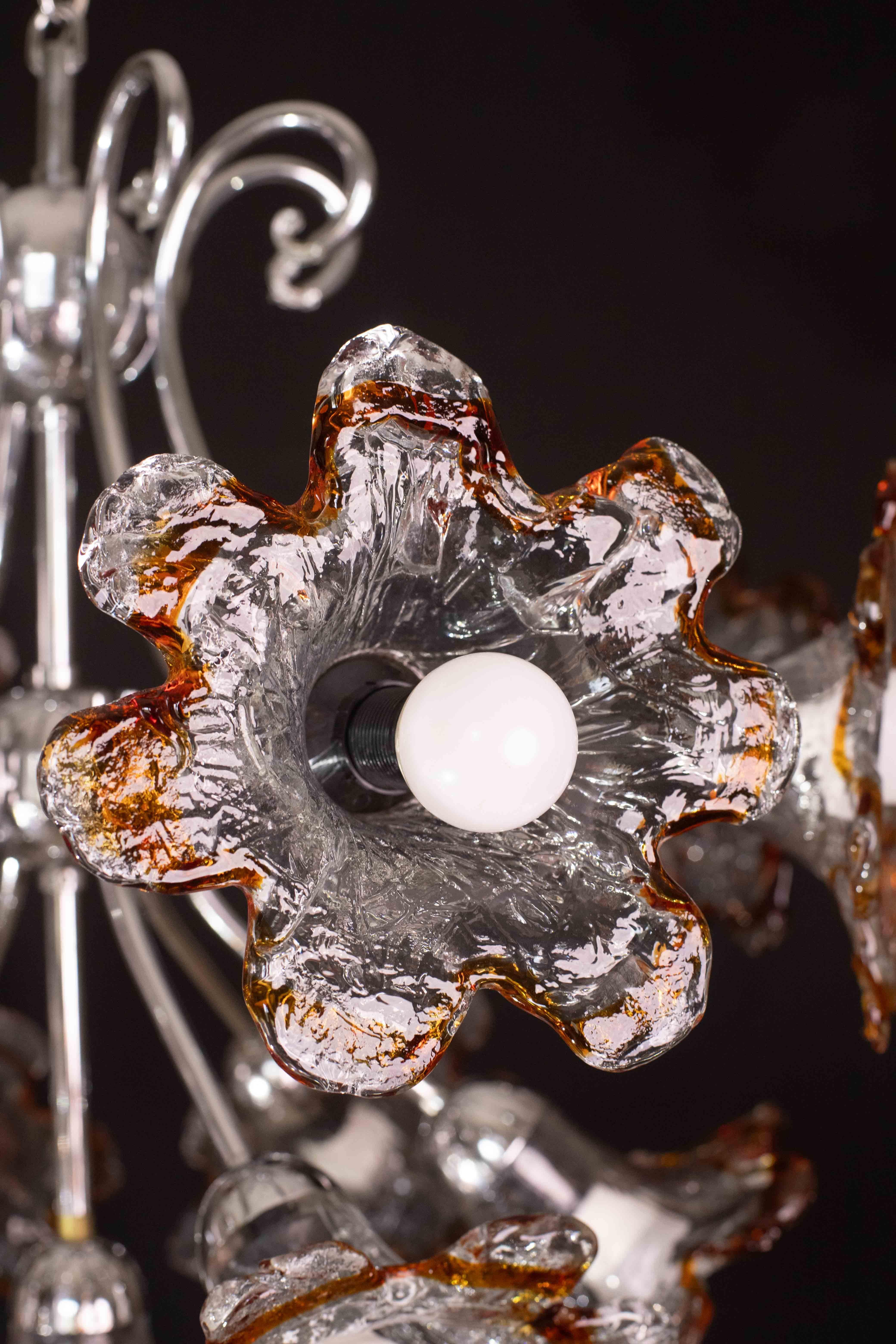 Murano Multicolor Sputnik Flowers Chandelier by Mazzega, 1970s For Sale 9