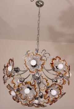 Murano Multicolor Sputnik Flowers Chandelier by Mazzega, 1970s