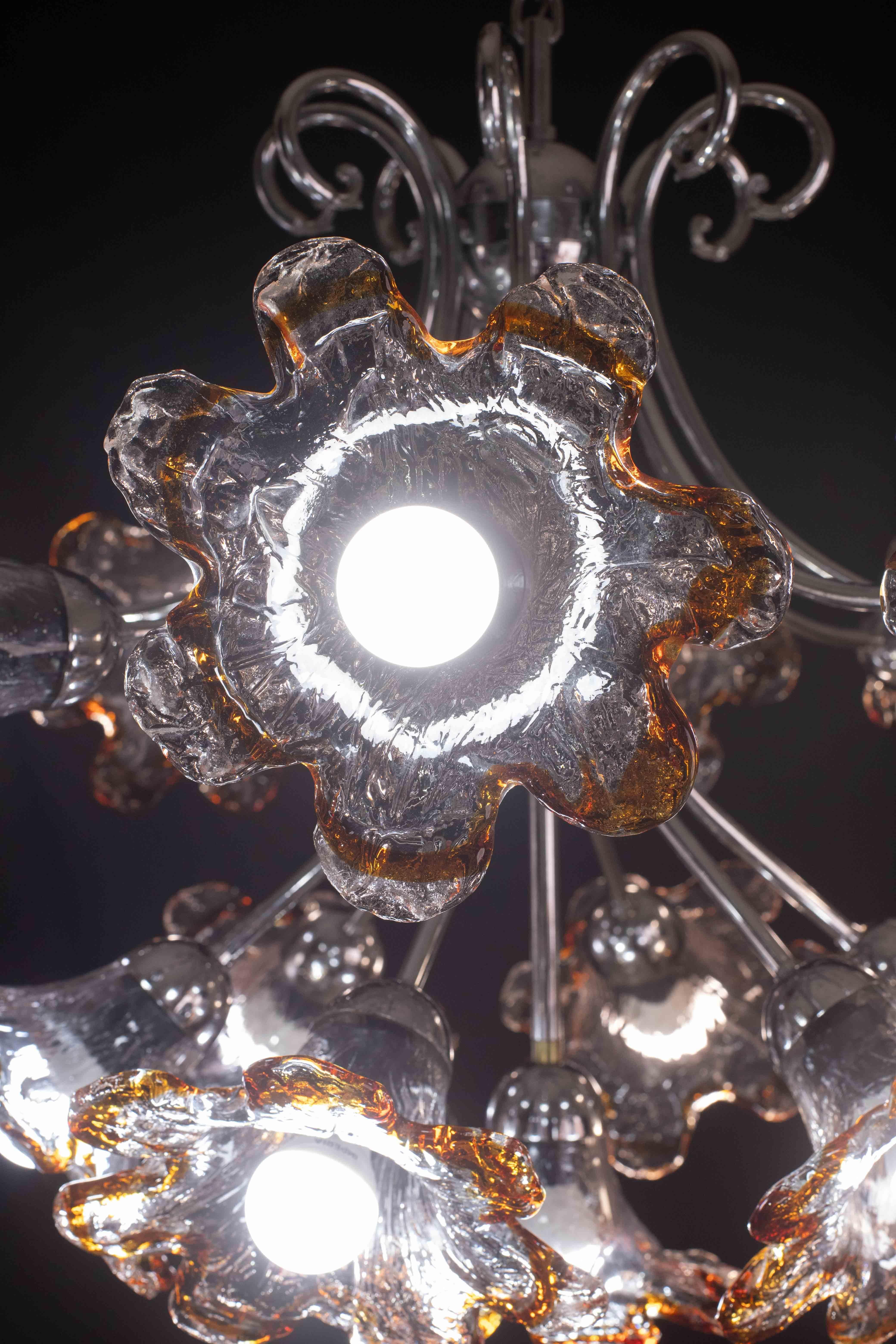 Late 20th Century Murano Multicolor Sputnik Flowers Chandelier by Mazzega, 1970s For Sale