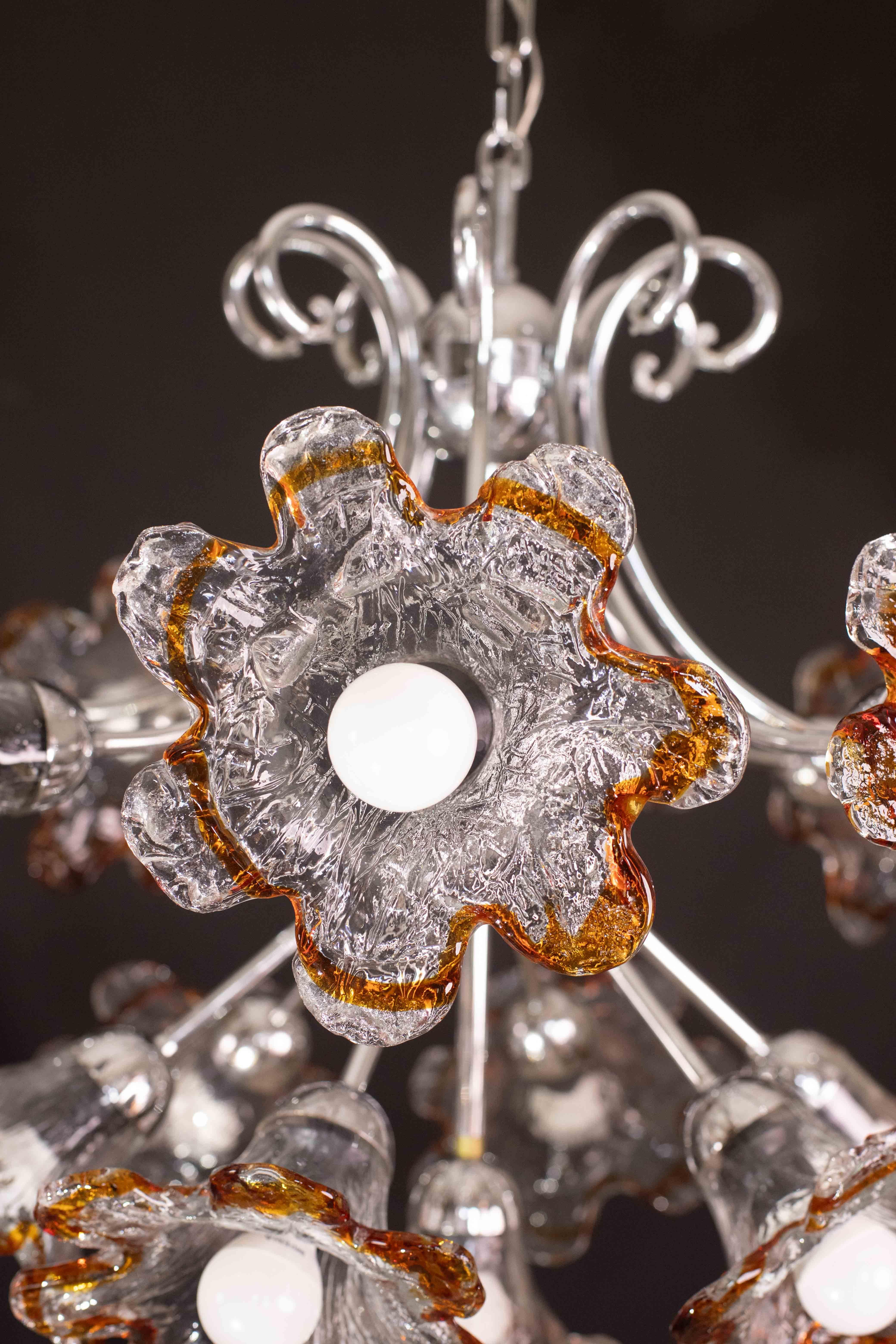 Murano Glass Murano Multicolor Sputnik Flowers Chandelier by Mazzega, 1970s For Sale