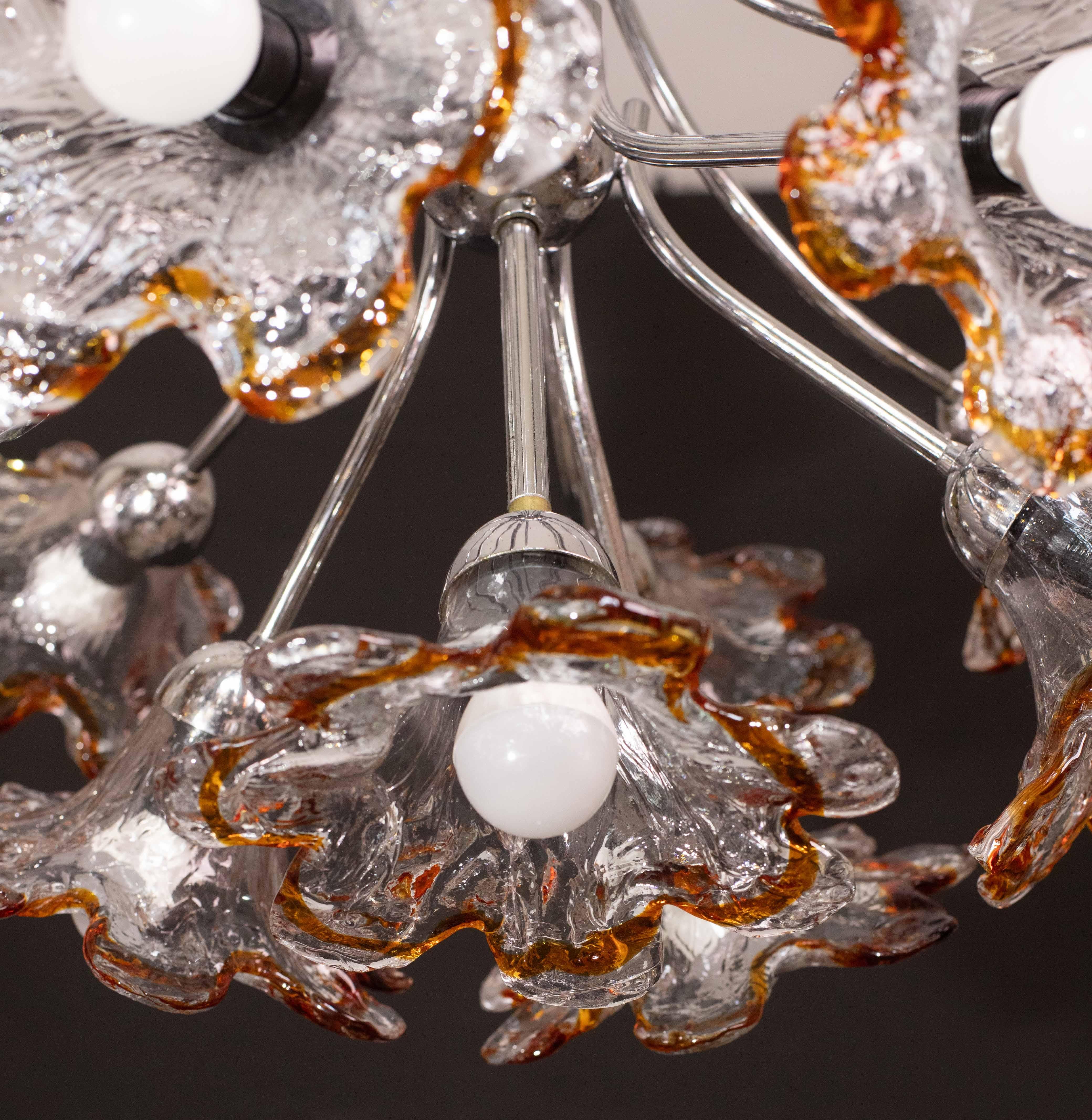 Murano Multicolor Sputnik Flowers Chandelier by Mazzega, 1970s For Sale 1