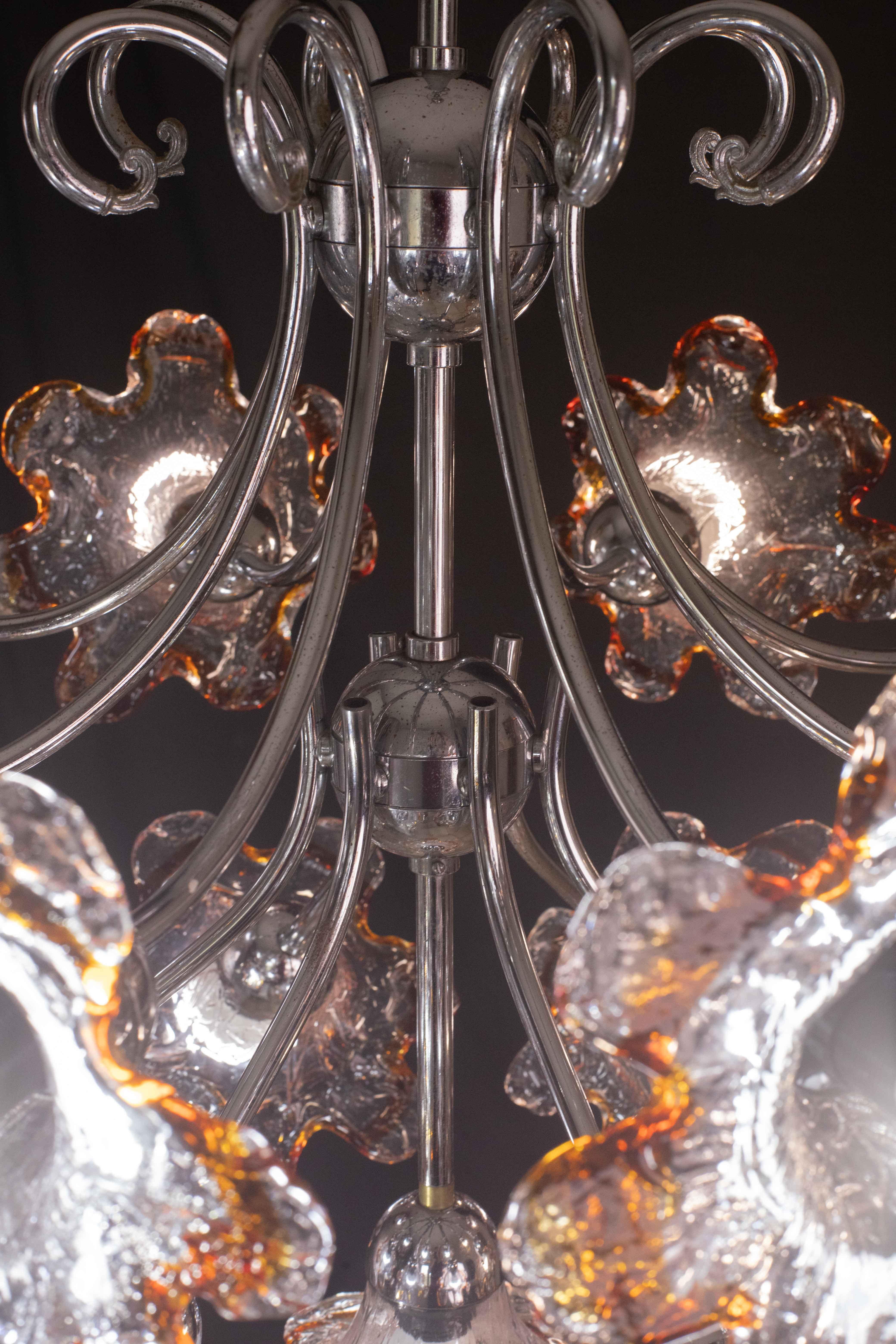 Murano Multicolor Sputnik Flowers Chandelier by Mazzega, 1970s For Sale 2