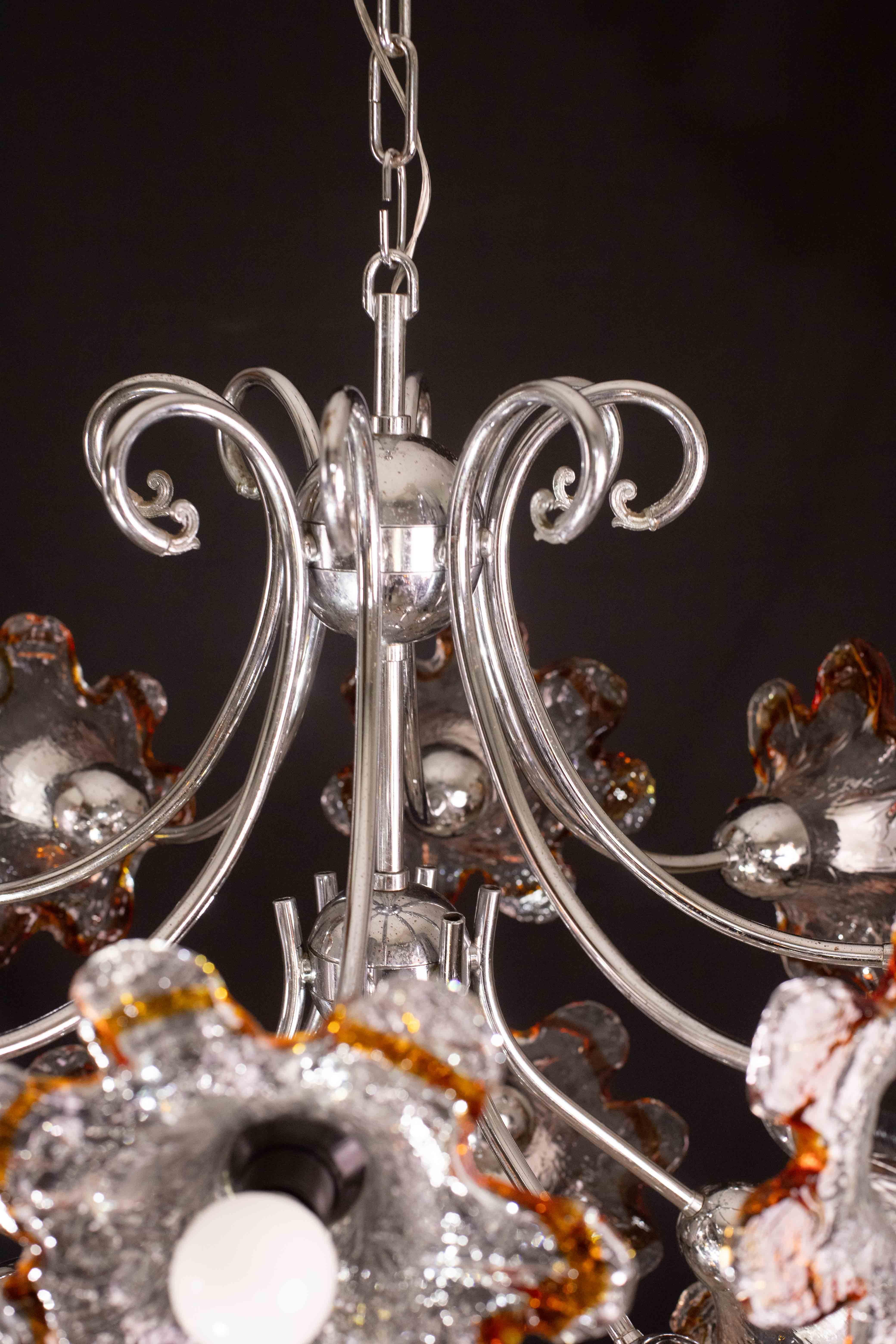 Murano Multicolor Sputnik Flowers Chandelier by Mazzega, 1970s For Sale 3
