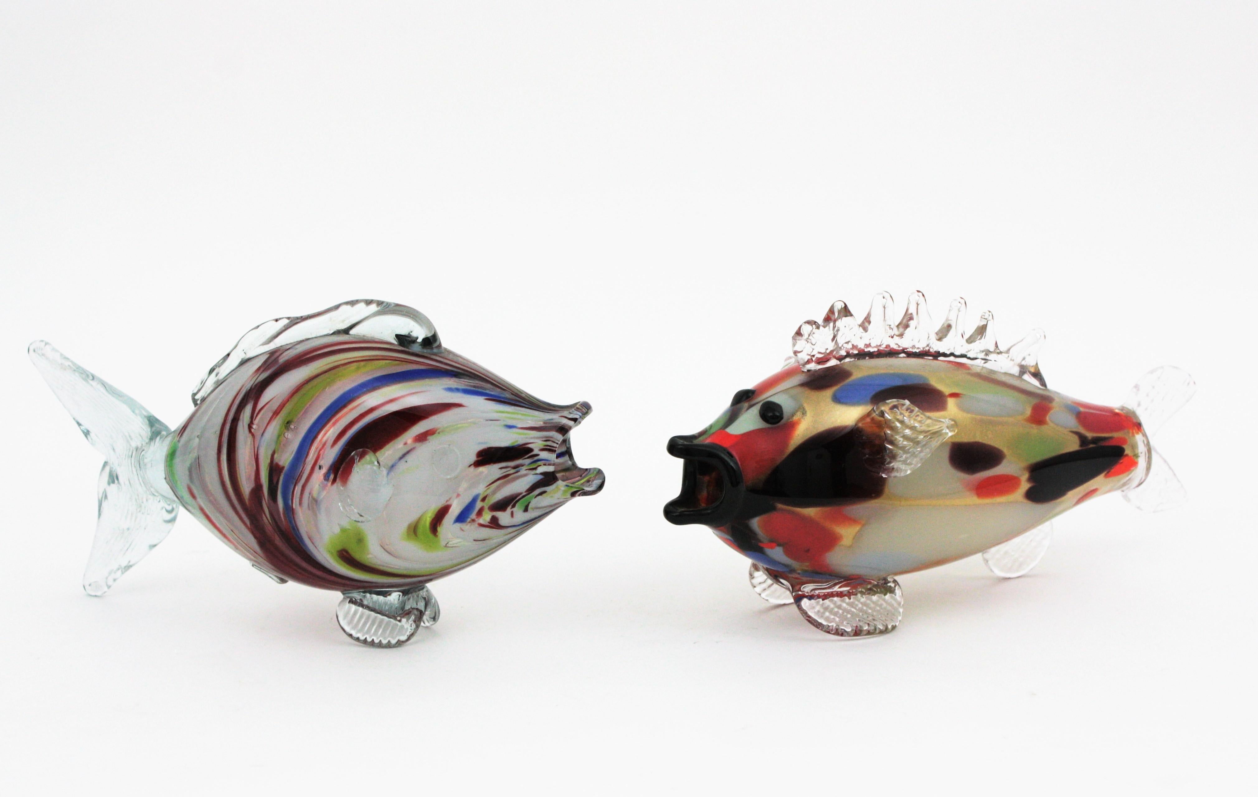 Murano Multicolor Striped Art Glass Fish Sculpure, 1950s For Sale 4