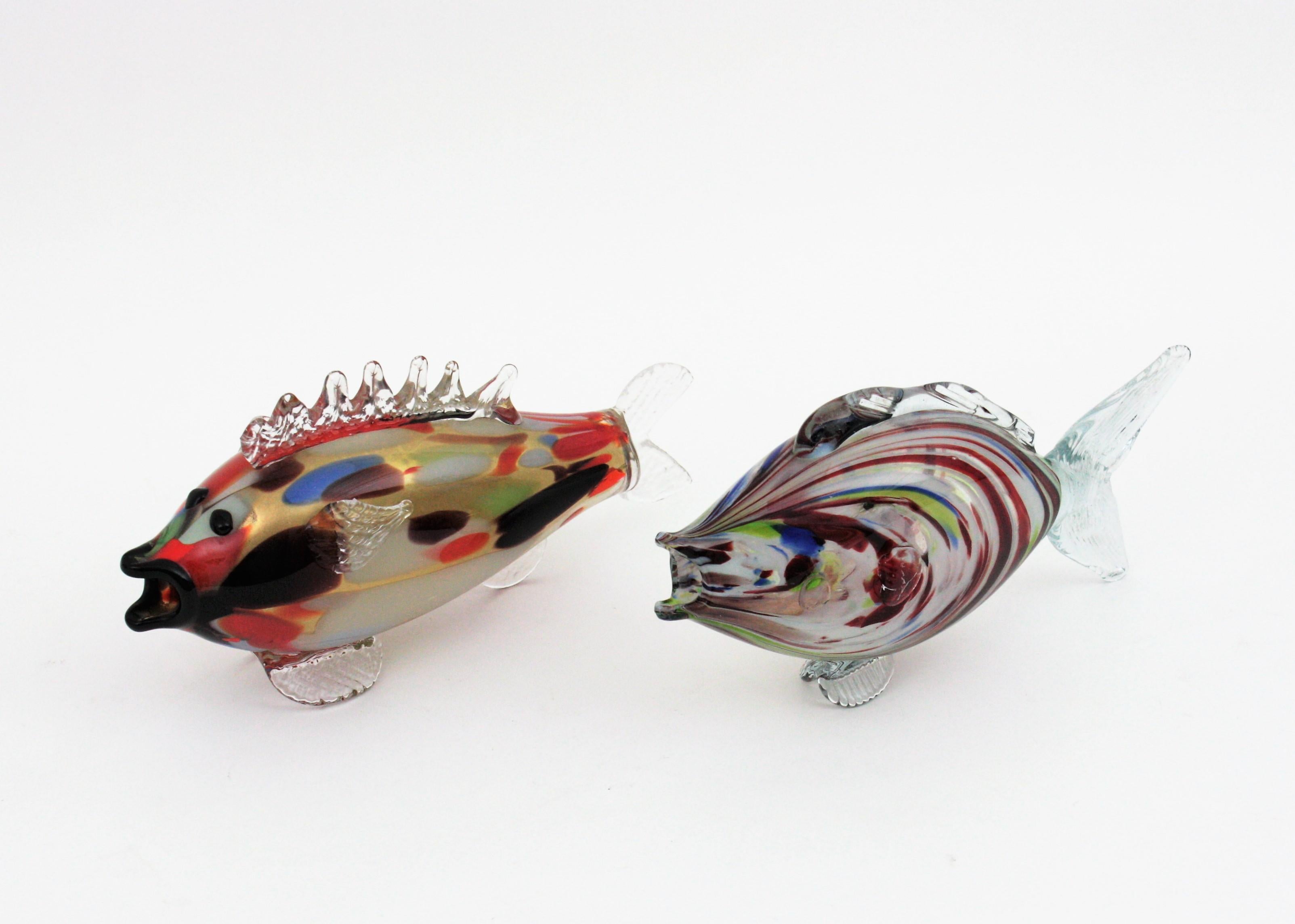 Fatto a mano Sculpure di pesce in vetro artistico multicolore di Murano, anni '50 in vendita
