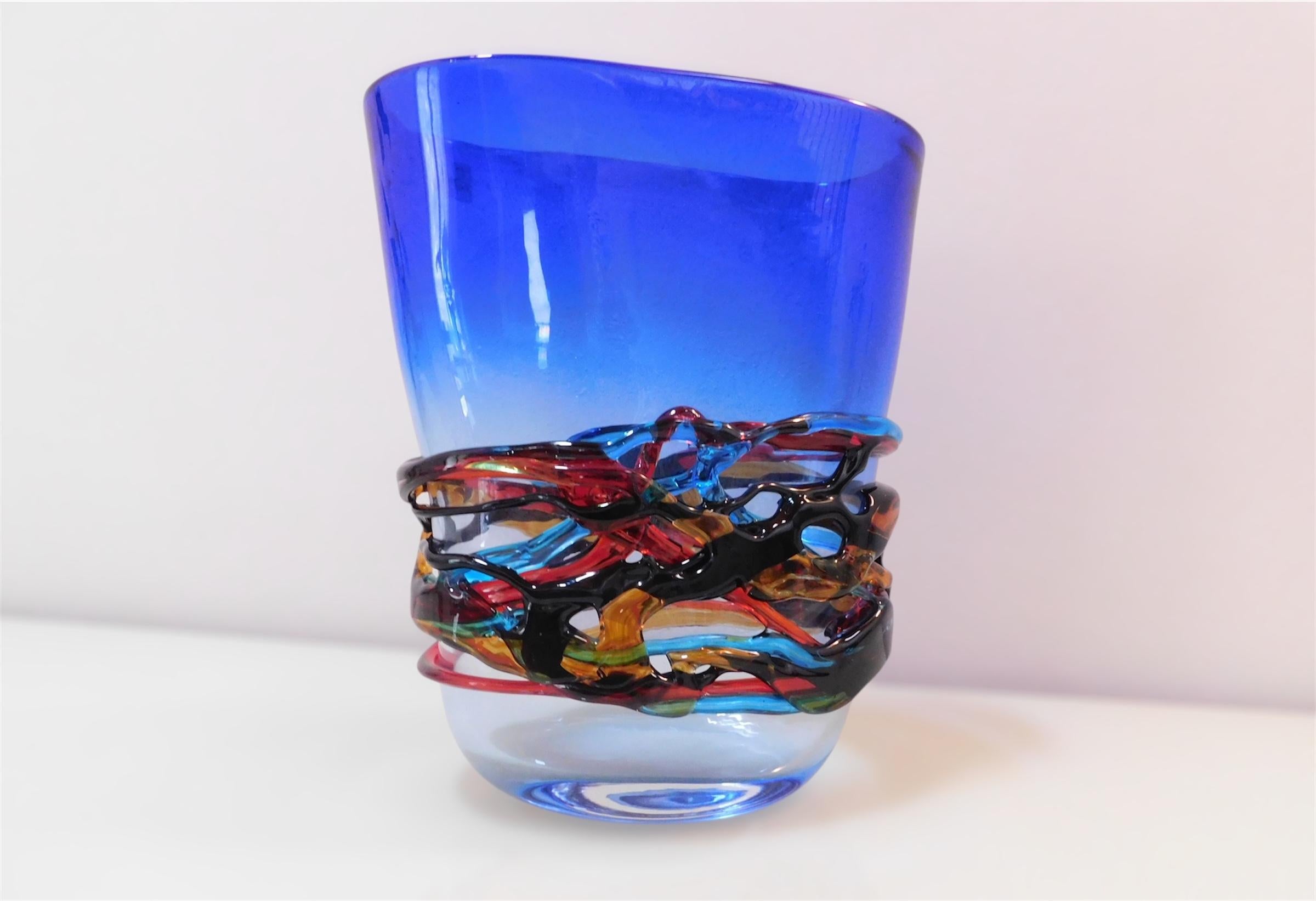 Italiano Murano Multicolor Vase by Giuliano Busato in vendita