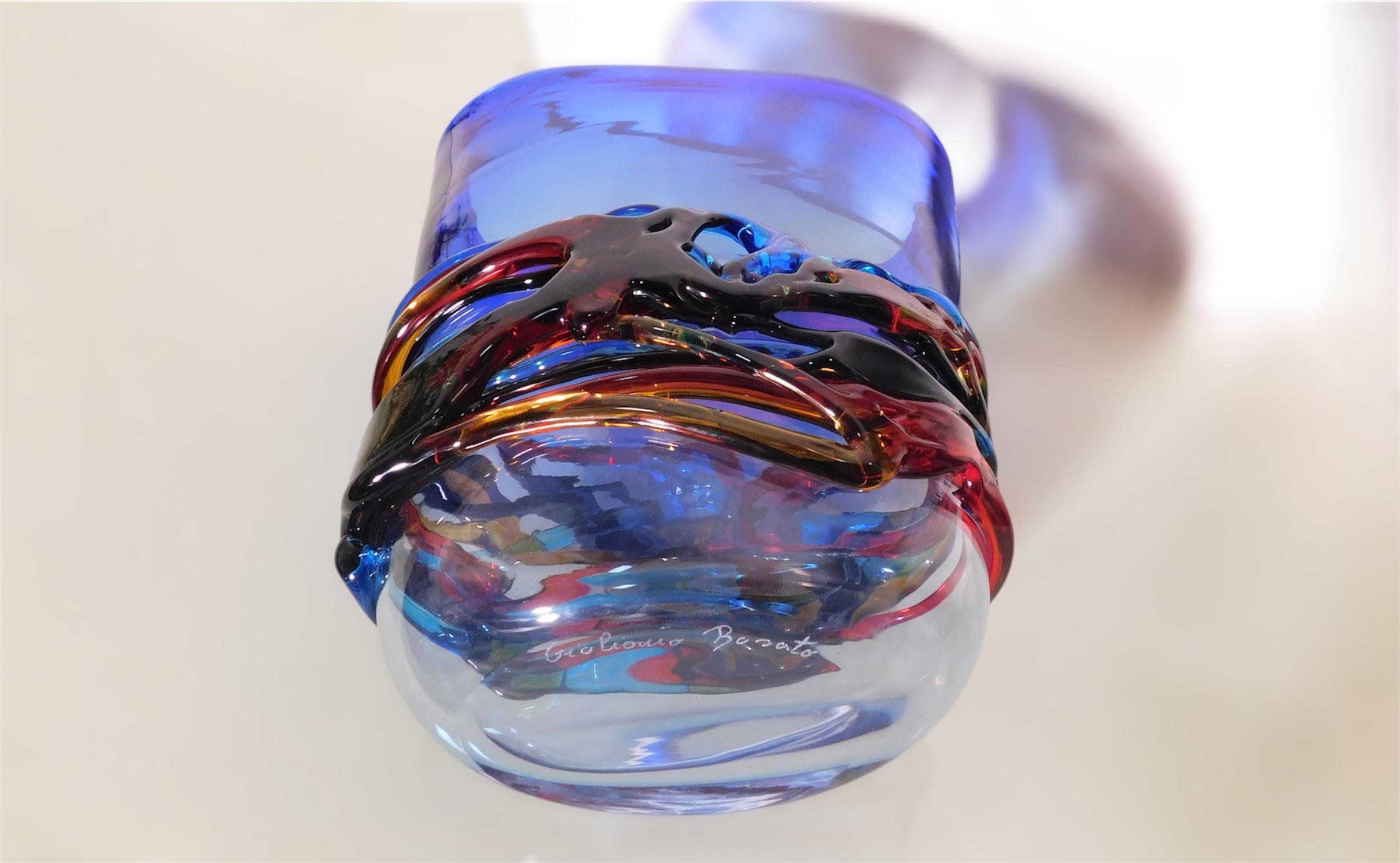 XX secolo Murano Multicolor Vase by Giuliano Busato in vendita