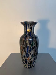 Murano Multicolored Art Glass Vase with Oro Zecchino Label
