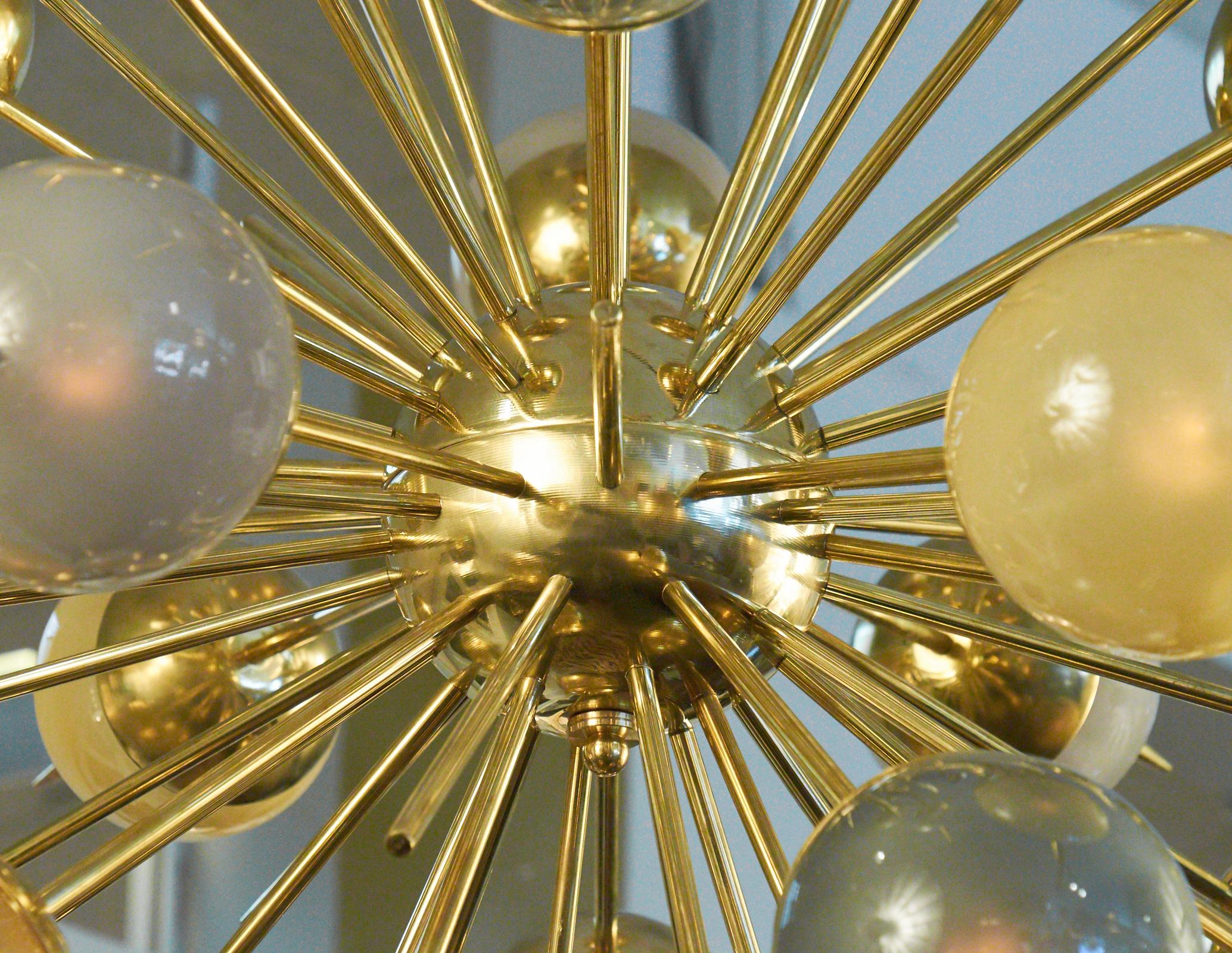 Murano Multicolored Glass on Brass Sputnik Chandelier For Sale 2