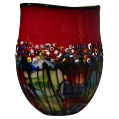 Vase en verre d'art de Murano Murrina du milieu du siècle dernier, 1980