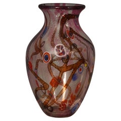 Vintage Murano Murrina Art Glass Mid-Century Glass Vase, 1980