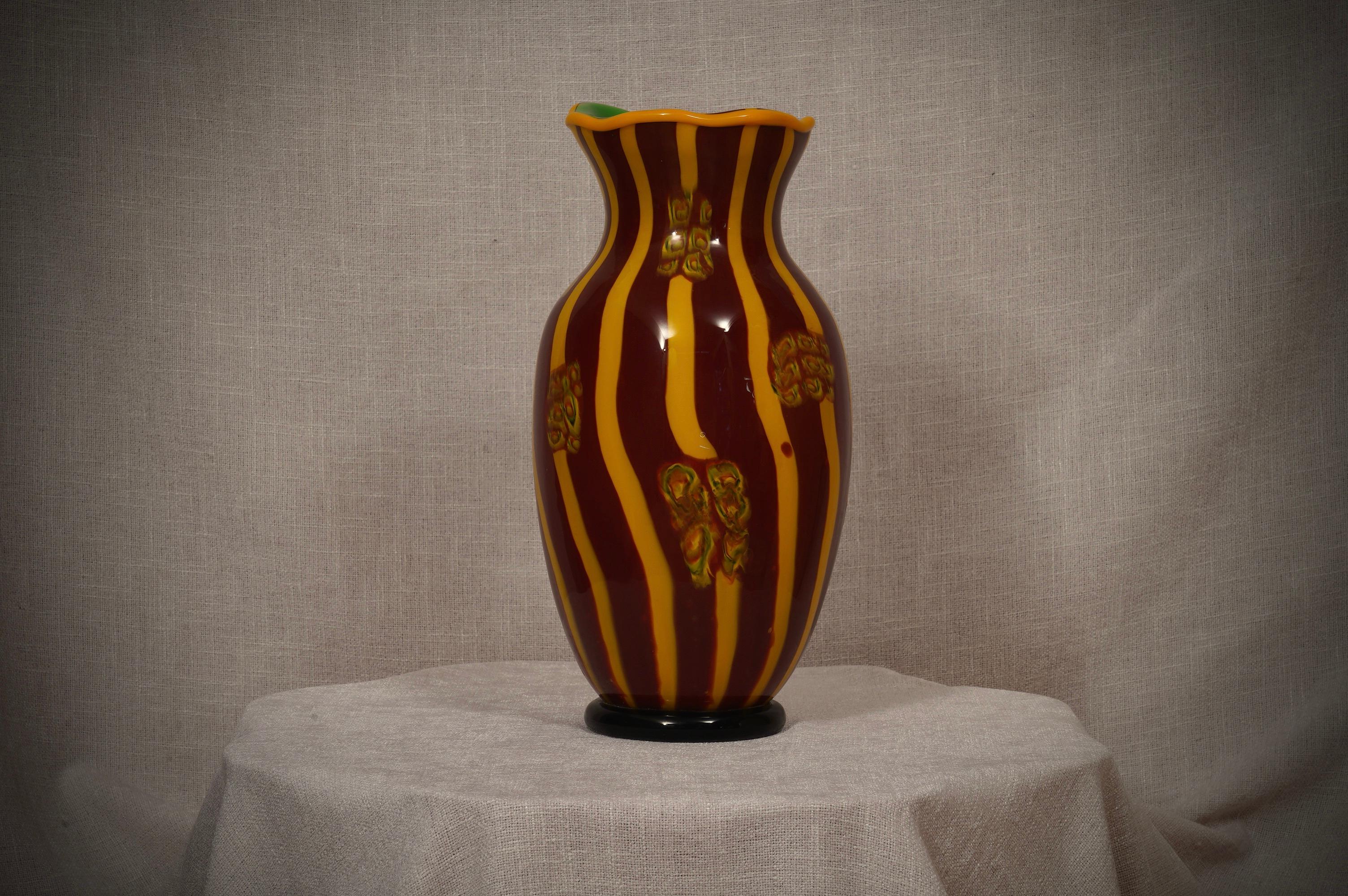 Mid-Century Modern Murano Murrina Art Glass Mid-Century Vase, 1980 For Sale