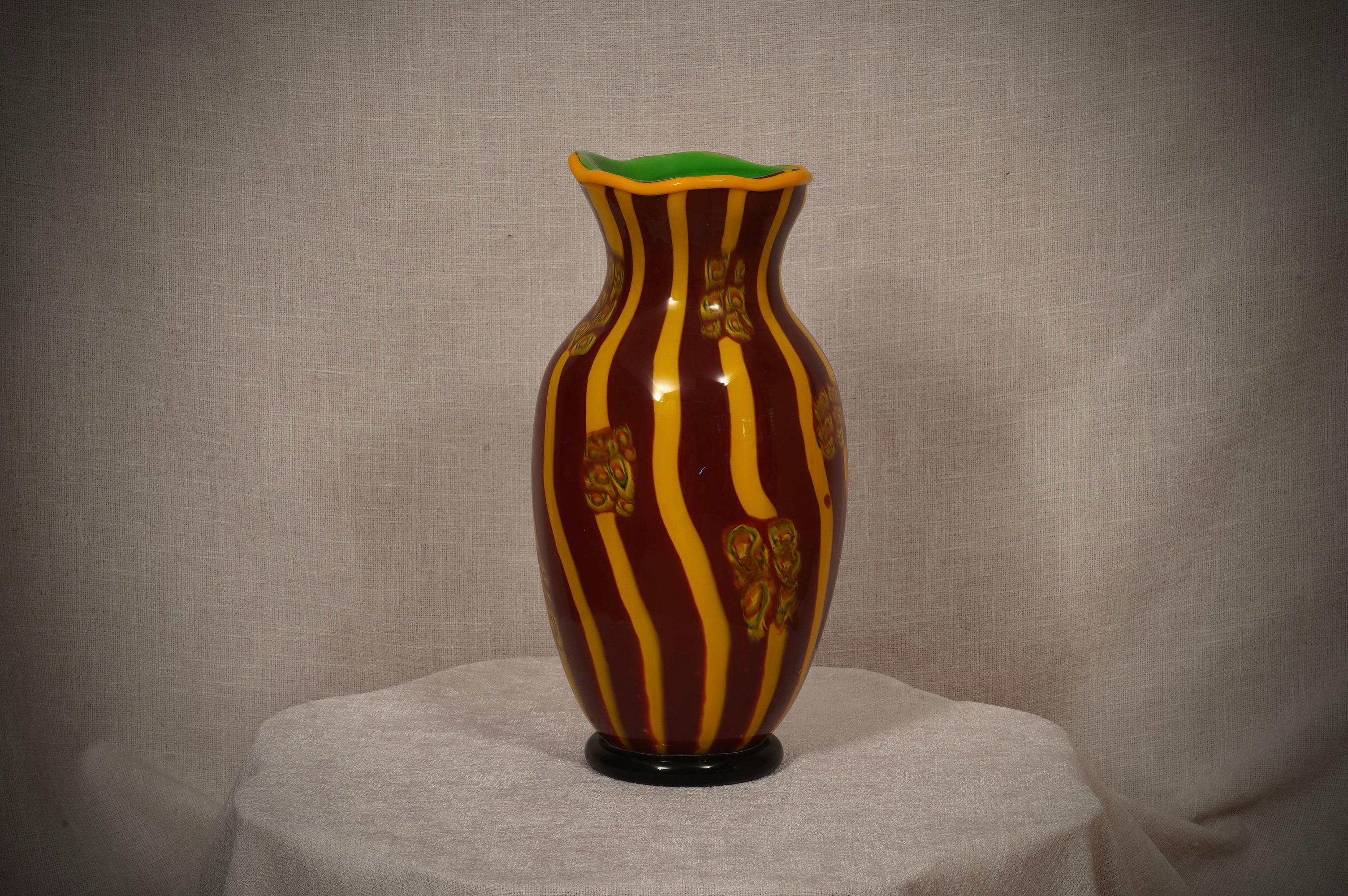 Italian Murano Murrina Art Glass Mid-Century Vase, 1980 For Sale