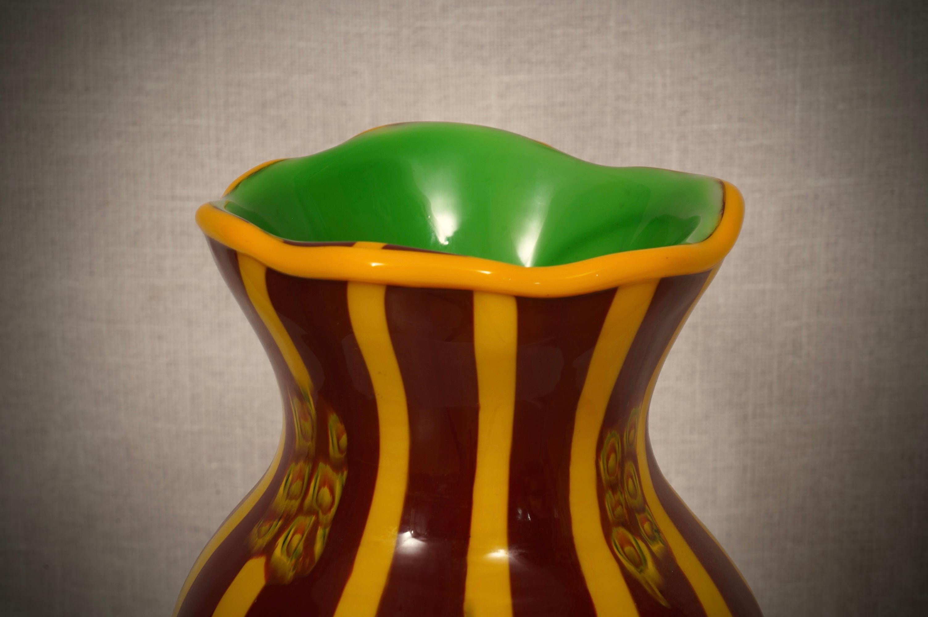 Murano Murrina Art Glass Mid-Century Vase, 1980 In Good Condition For Sale In Rome, IT