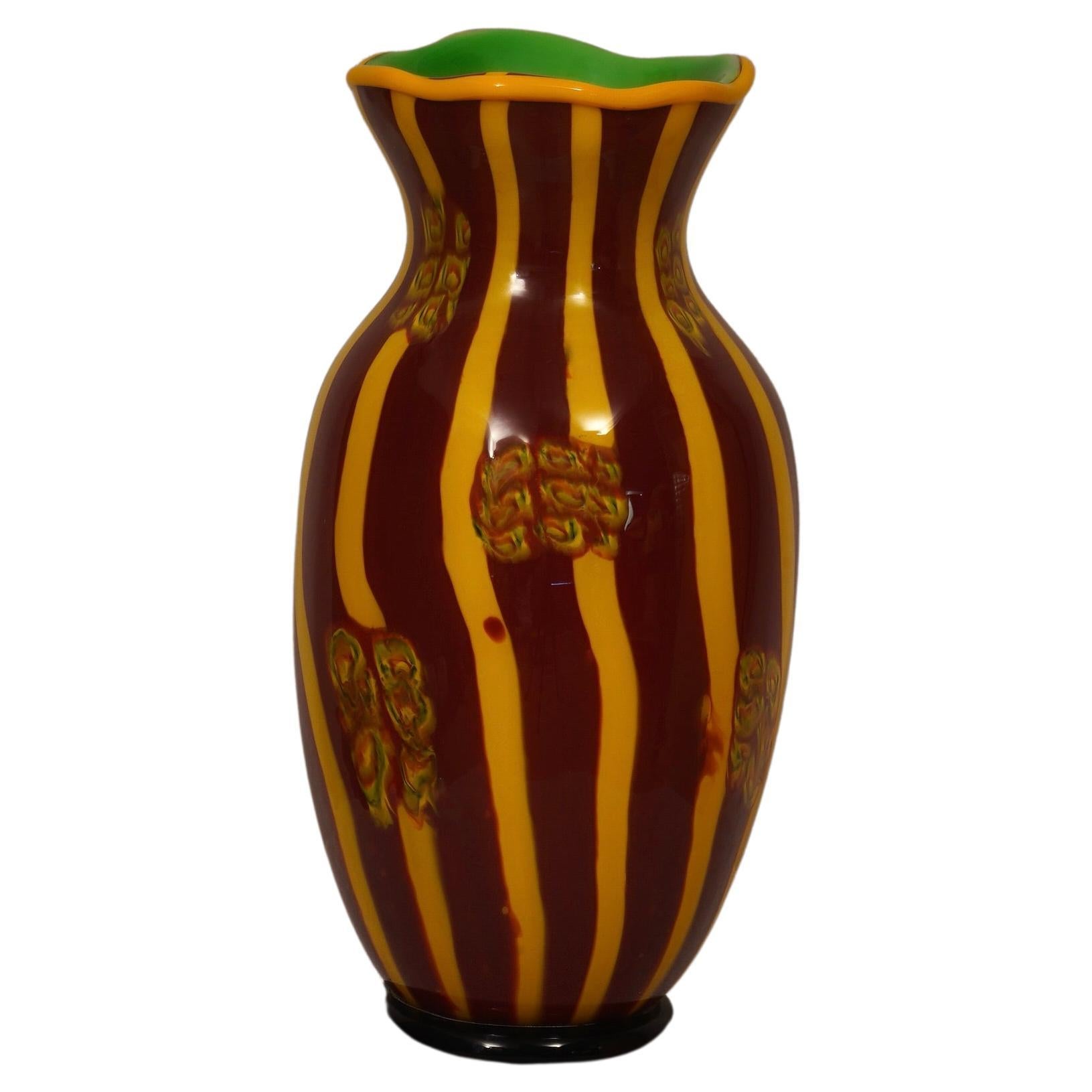 Murano Murrina Art Glass Mid-Century Vase, 1980 For Sale