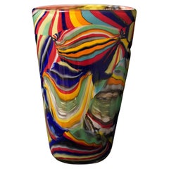 Murano "Murrine" Round Multicolor Italian Vase, 1980