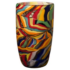 Murano "Murrine" Round Multicolor Italian Vase, 1980