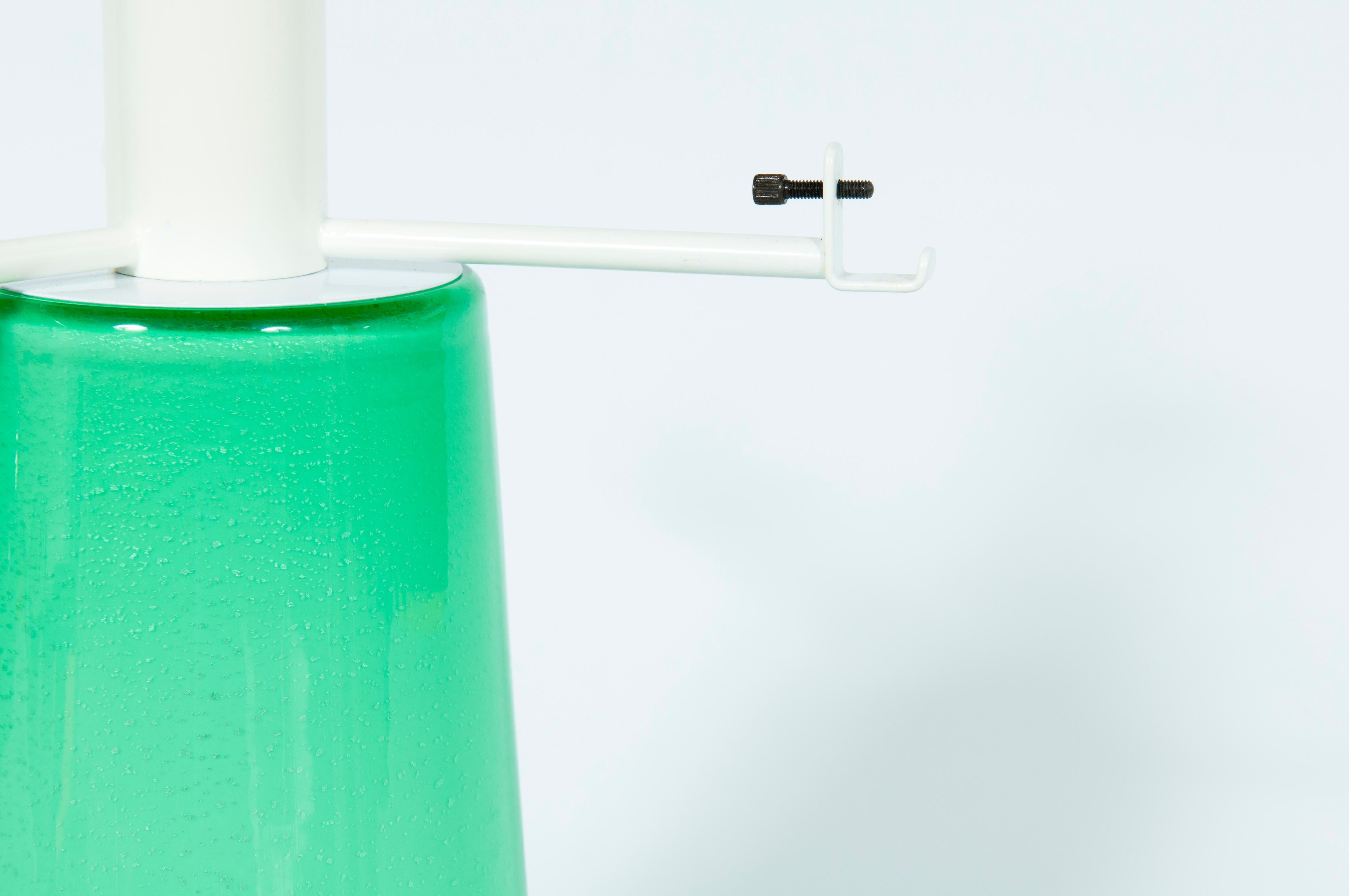 Lampe champignon de Murano par Cenedese avec feuille d'argent et enveloppe vert émeraude en vente 3