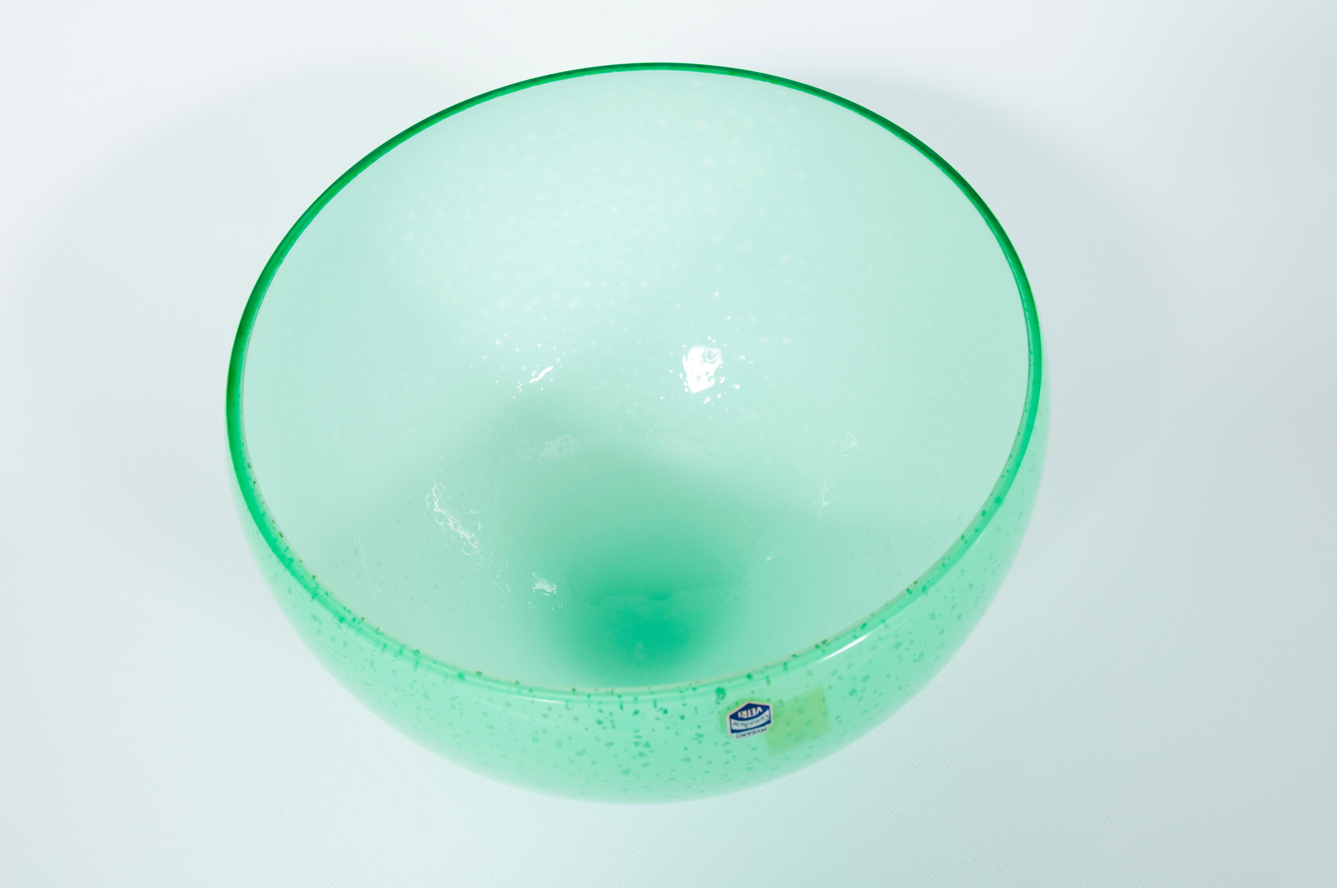 Lampe champignon de Murano par Cenedese avec feuille d'argent et enveloppe vert émeraude en vente 6