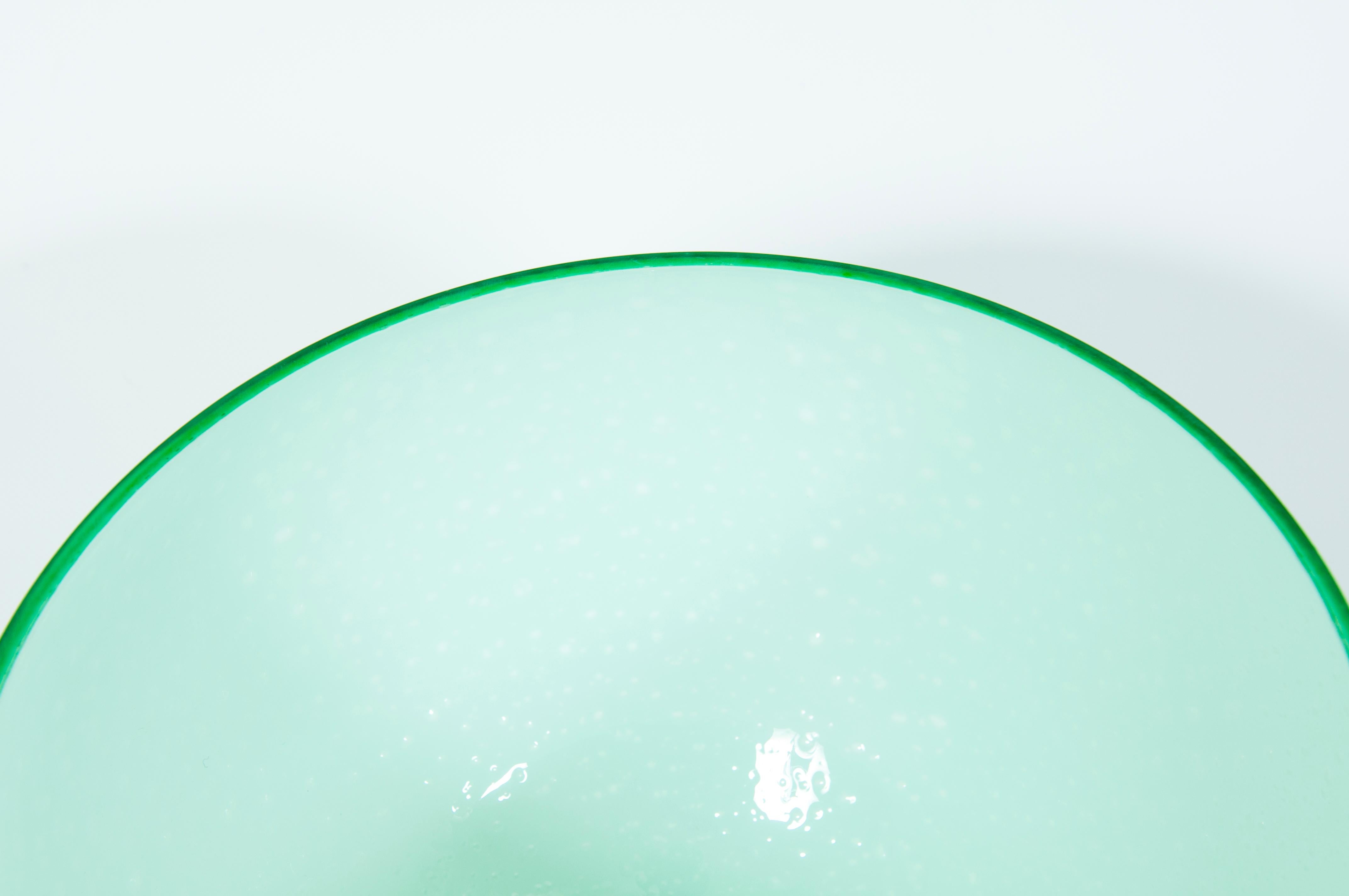 Lampe champignon de Murano par Cenedese avec feuille d'argent et enveloppe vert émeraude en vente 7