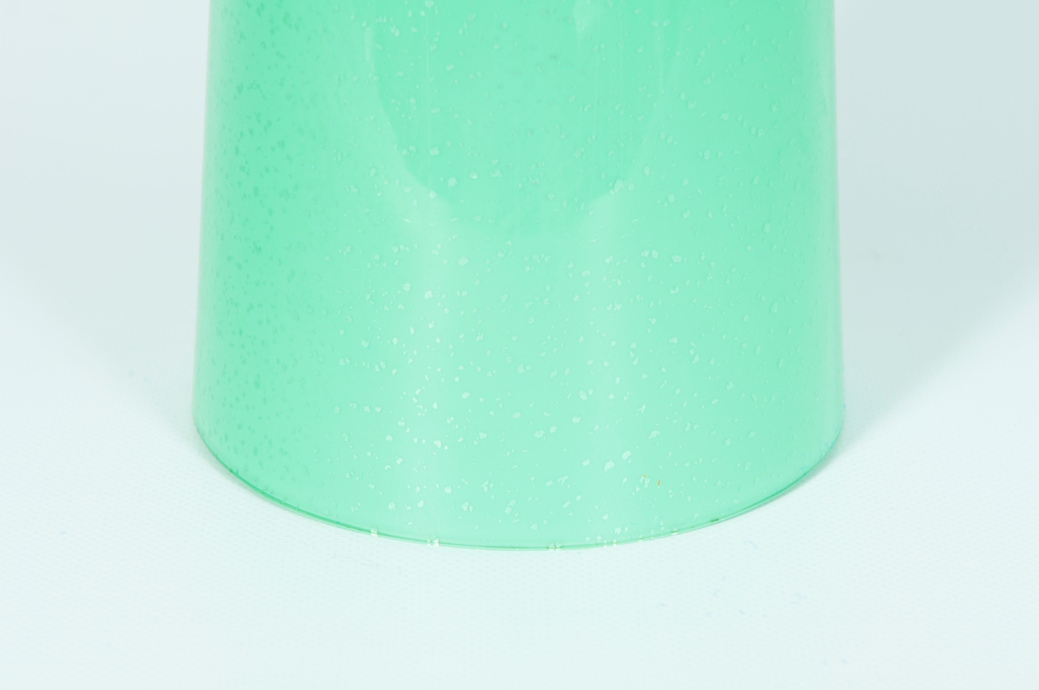 Fait main Lampe champignon de Murano par Cenedese avec feuille d'argent et enveloppe vert émeraude en vente