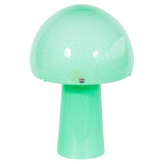 Murano Mushroom Lamp by Cenedese with Silver Leaf and Emerald Green Encasement