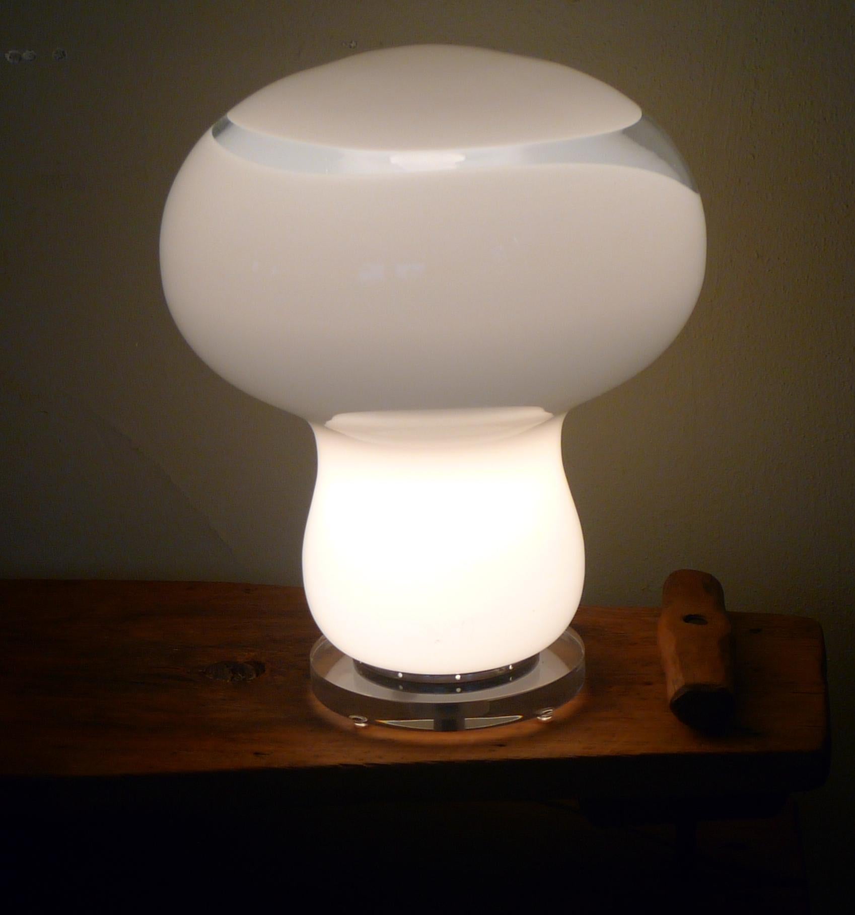 Murano Mushroom Table Lamp by Gino Vistosi with Clear Glass Swirl, Midcentury For Sale 5