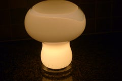 Murano Mushroom Table Lamp by Gino Vistosi with Clear Glass Swirl, Midcentury
