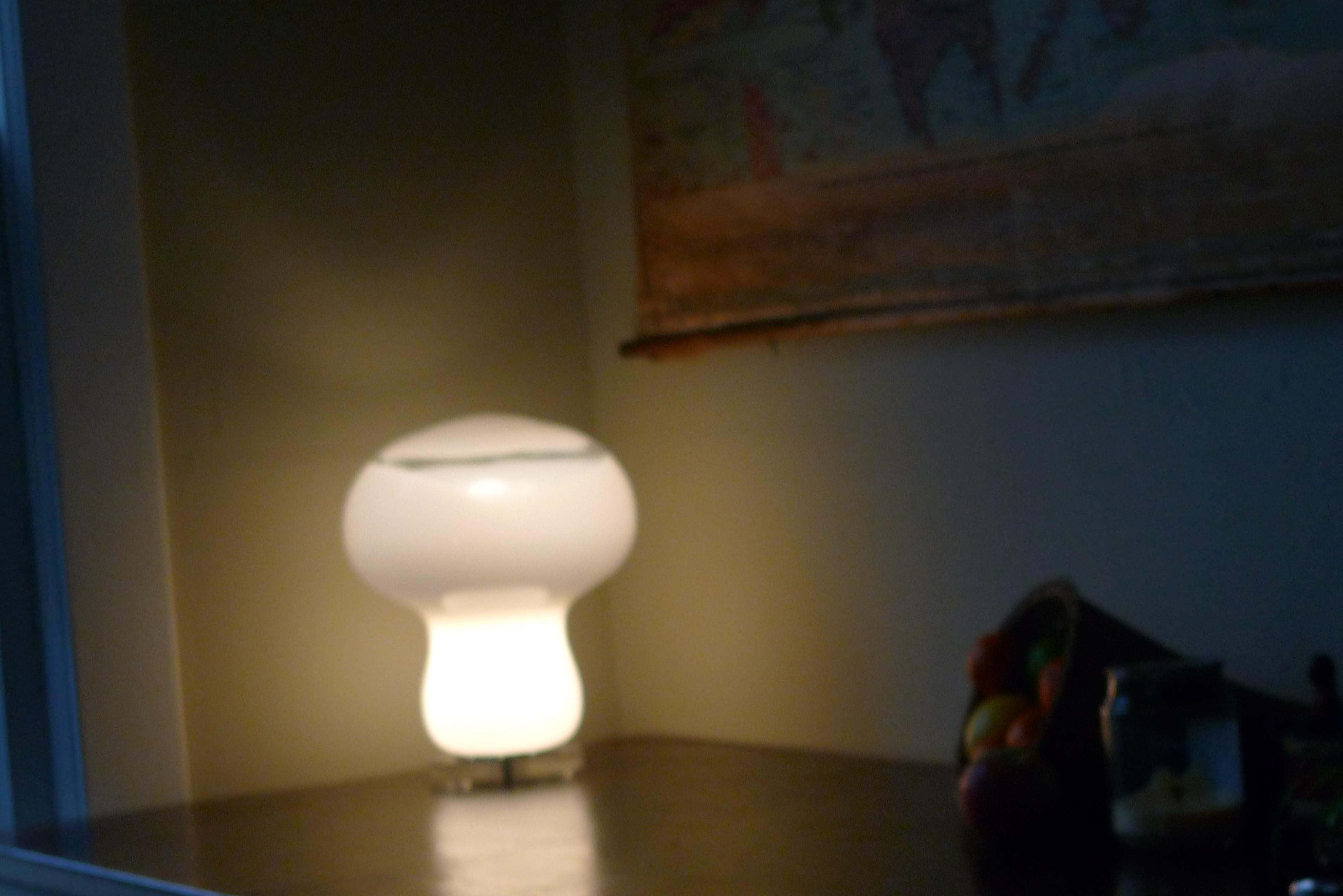 Murano Mushroom Table Lamp by Gino Vistosi with Clear Glass Swirl, Midcentury For Sale 2