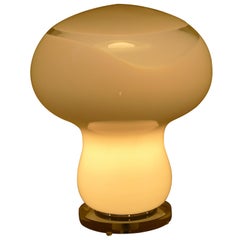 Murano Mushroom Table Lamp by Gino Vistosi with Clear Glass Swirl, Midcentury
