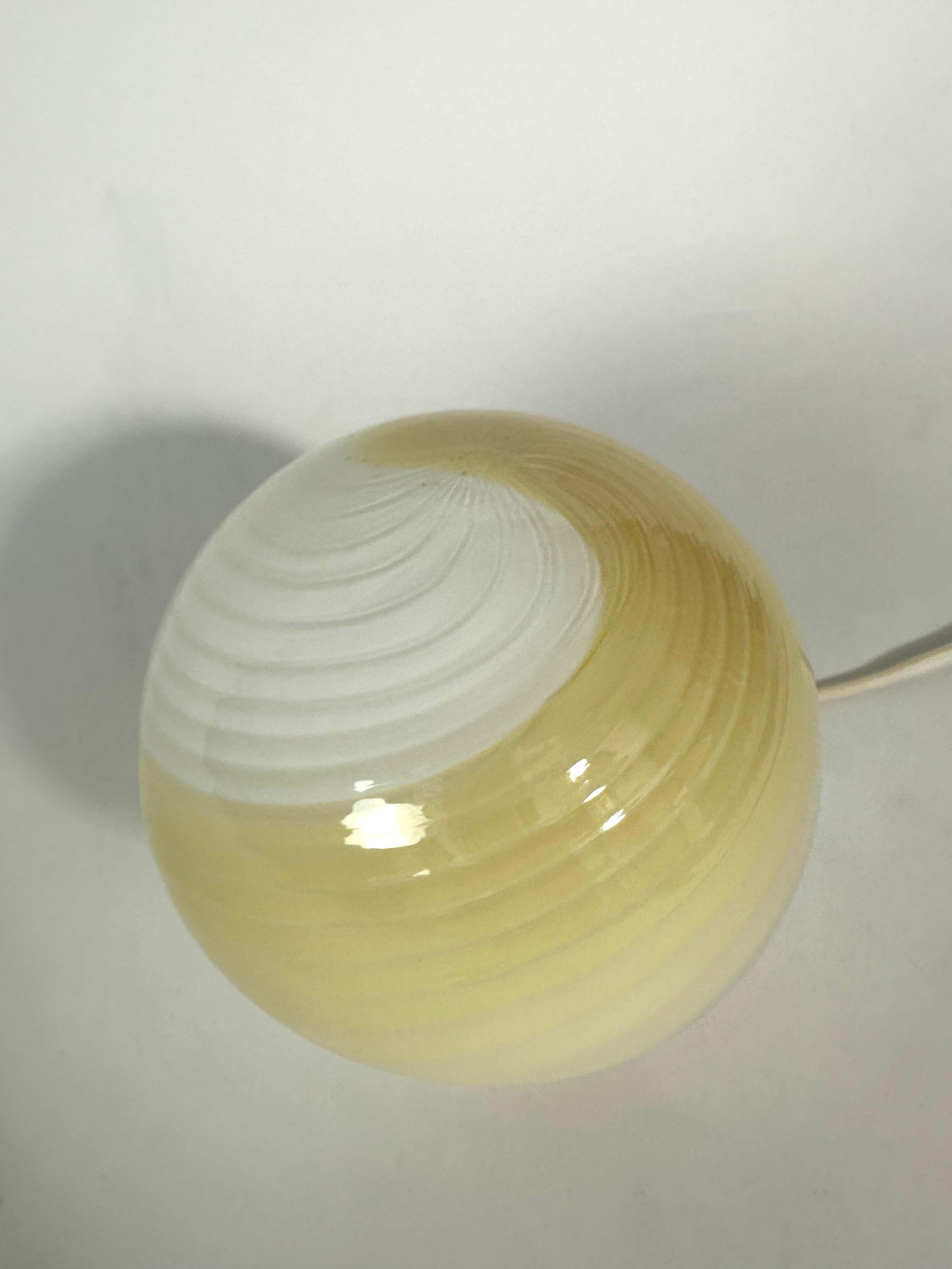 Italian Murano Mushroom Table Lamp Swirl Glass Cream White, Italy, 1970s
