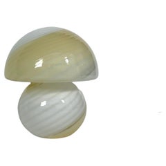 Murano Mushroom Table Lamp Swirl Glass Cream White, Italy, 1970s