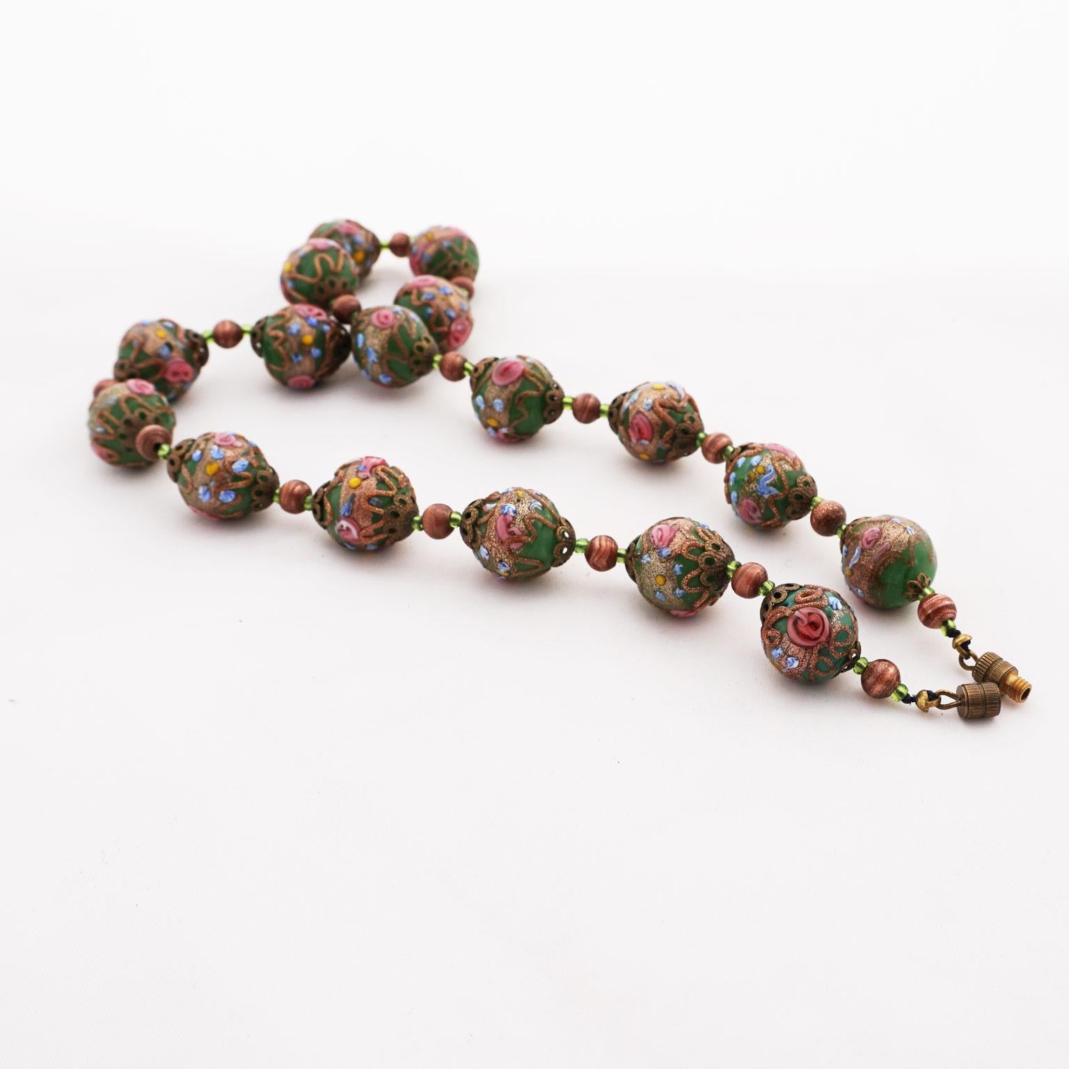 Murano necklace Millefiori around 1950 , Midcentury glass art from Venice For Sale 2