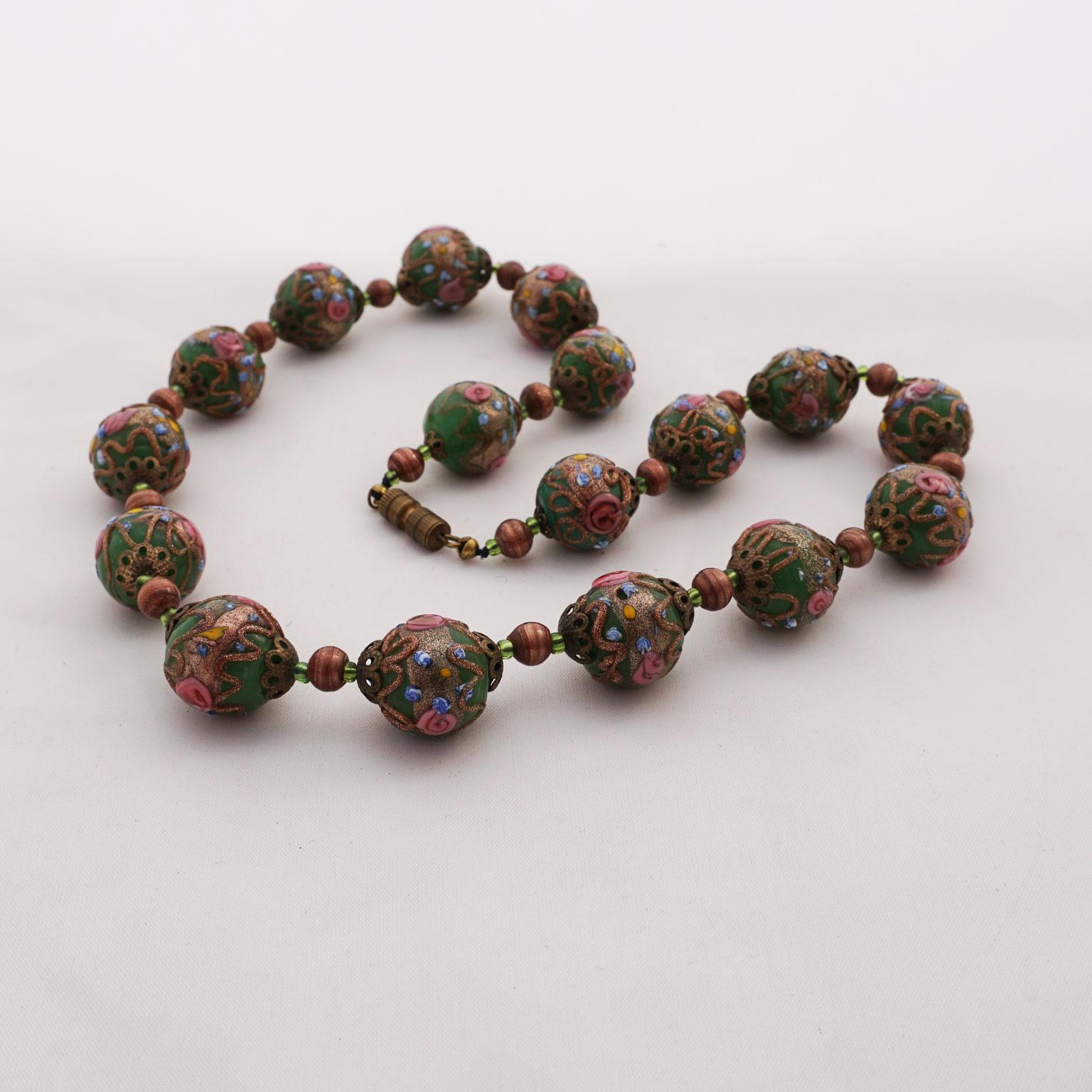 Murano necklace Millefiori around 1950 , Midcentury glass art from Venice For Sale 5