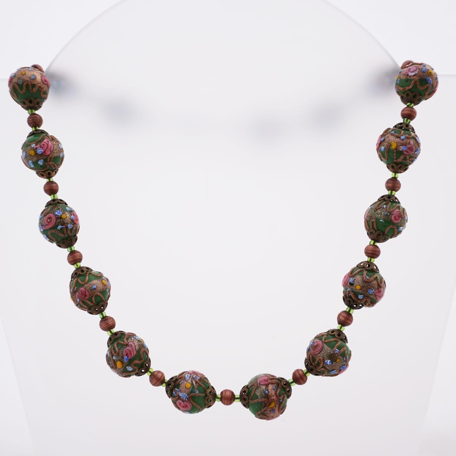 Murano necklace Millefiori around 1950 , Midcentury glass art from Venice For Sale 7