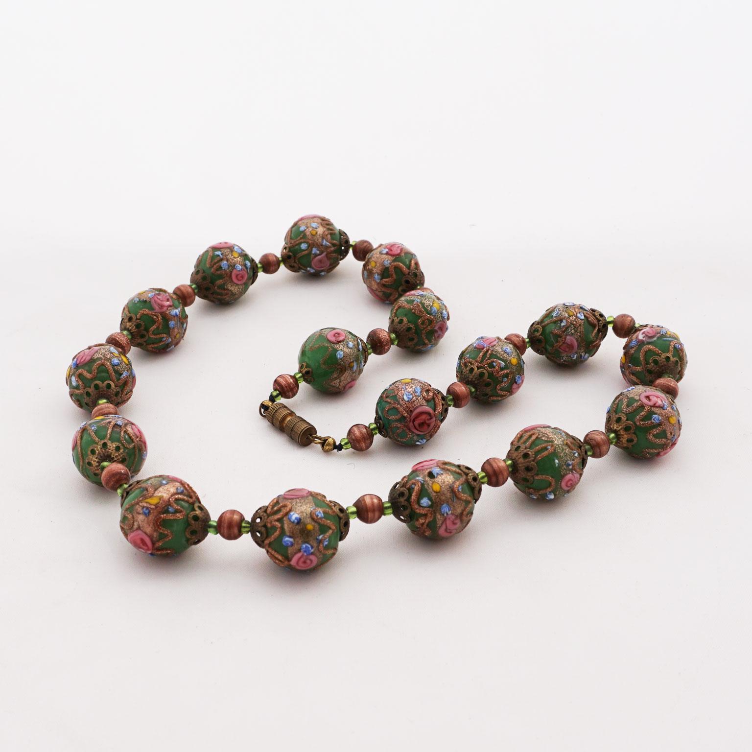 murano glass bead necklace vintage