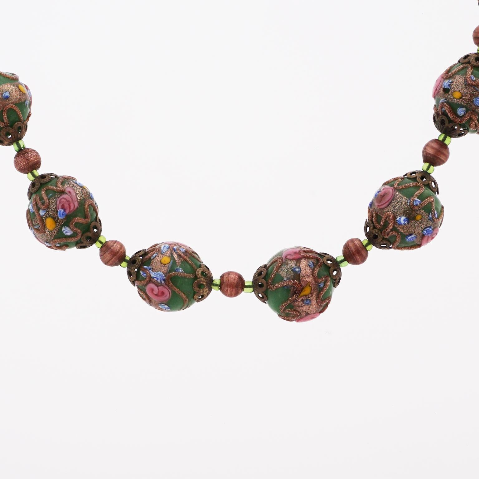 Murano necklace Millefiori around 1950 , Midcentury glass art from Venice