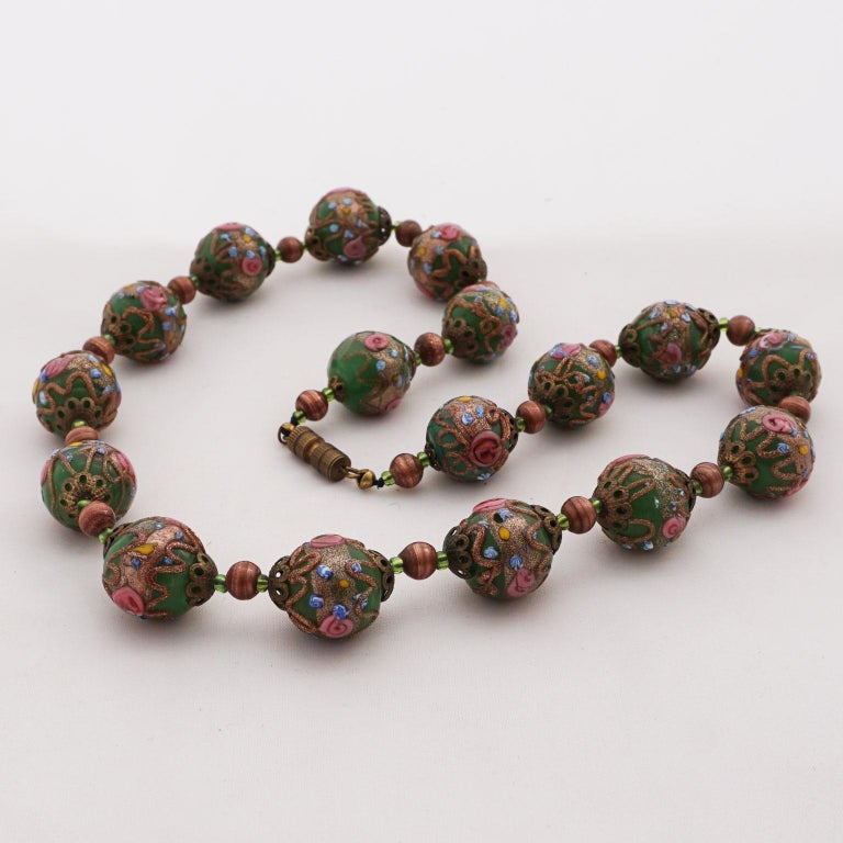 Murano necklace Millefiori around 1950 , Midcentury glass art from Venice  For Sale at 1stDibs