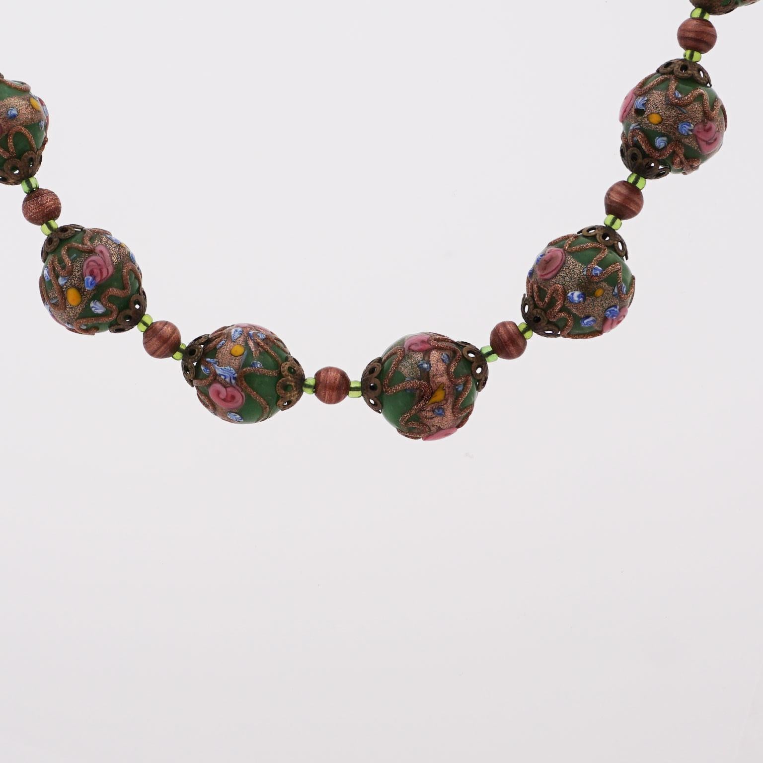 Murano-Halskette Millefiori um 1950 , Glaskunst aus Venedig, Mitte des Jahrhunderts im Angebot 2