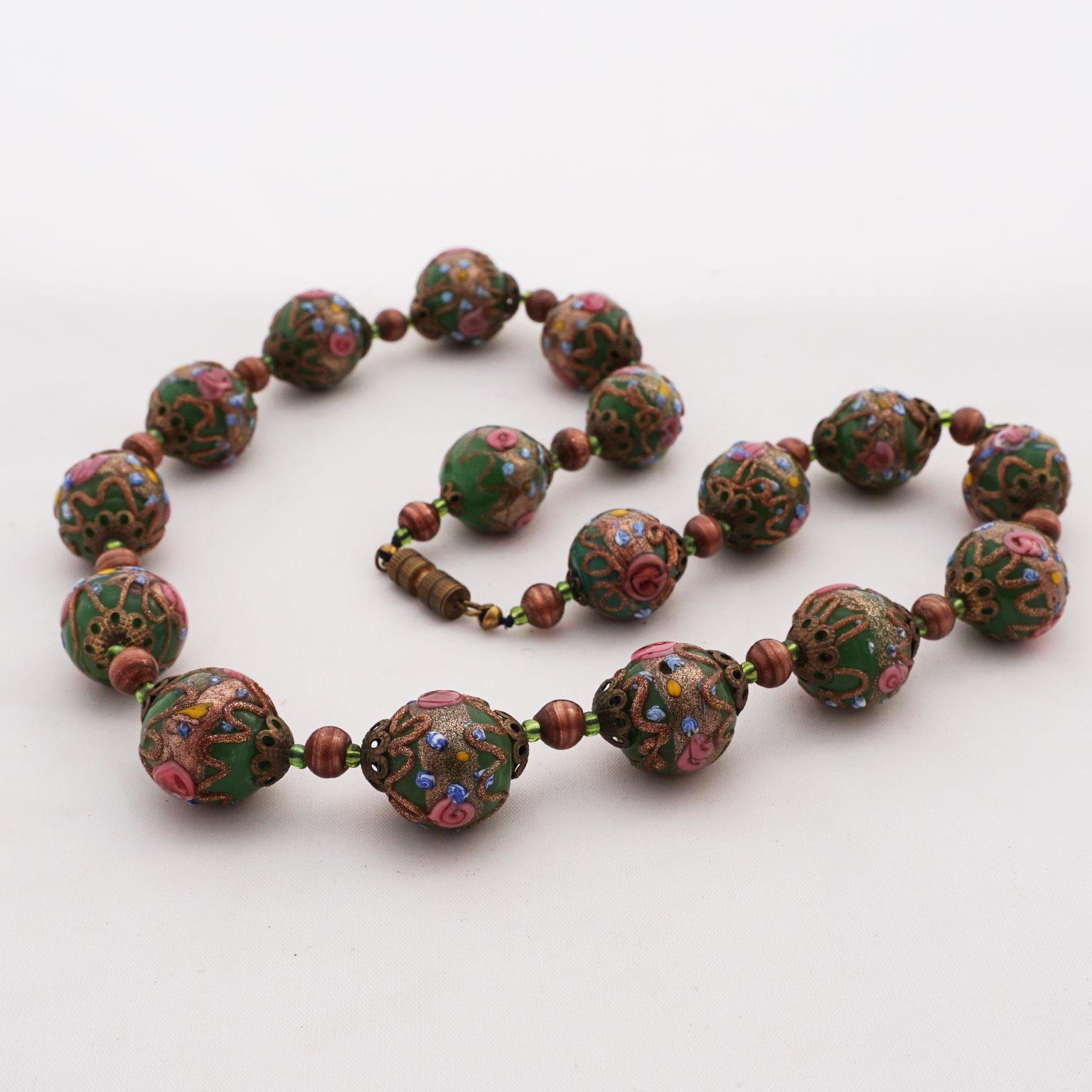 Murano necklace Millefiori around 1950 , Midcentury glass art from Venice For Sale 1