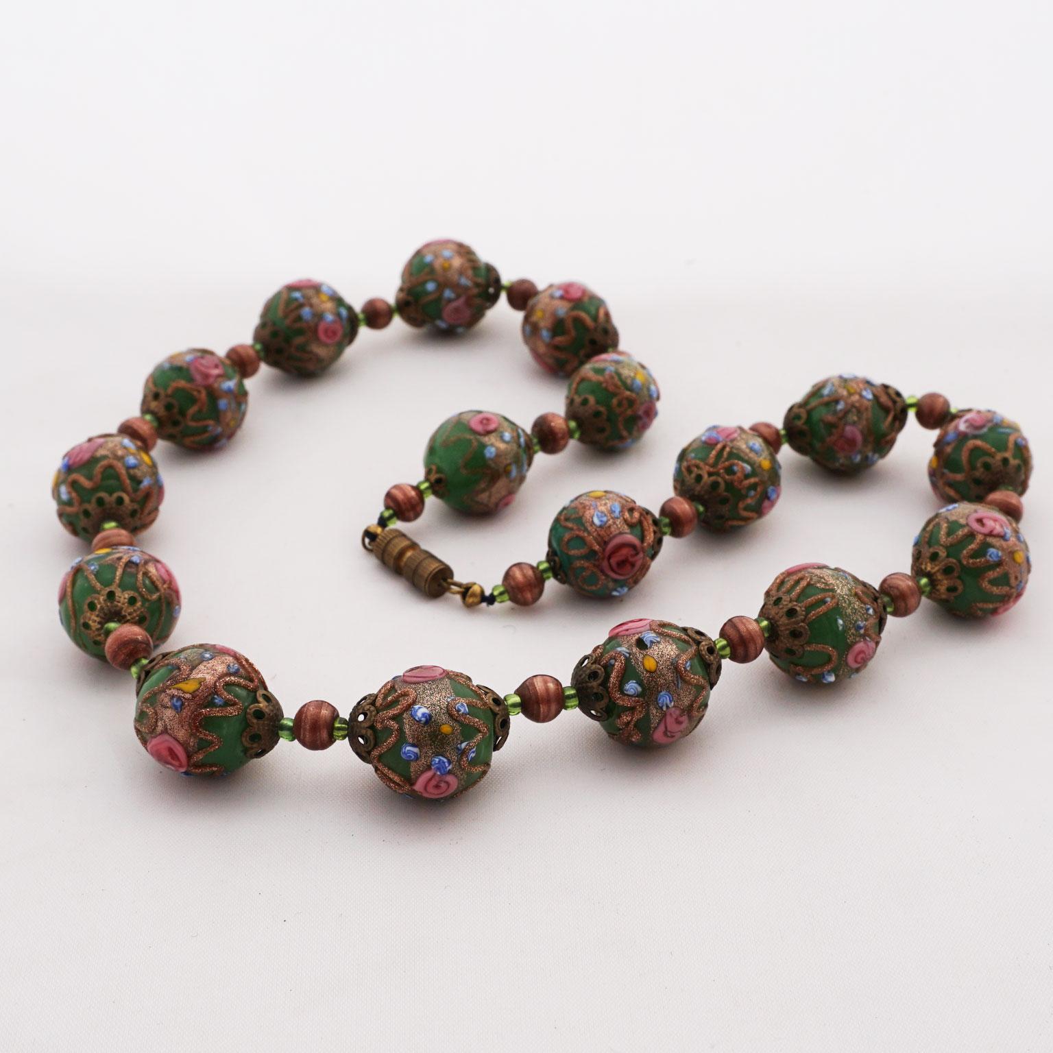 Collana di Murano Millefiori del 1950 circa, arte vetraria di metà secolo da Venezia in vendita 4