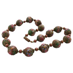 Collier de Murano Millefiori vers 1950, verre d'art du milieu du siècle dernier de Venise