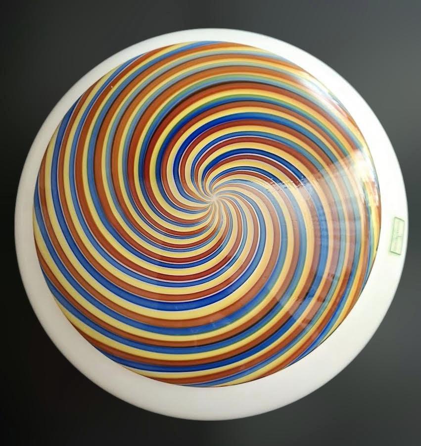 Italian Murano Nocciola Spiral Flush Mount For Sale